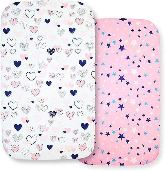 Selemavi Next to Me Crib Sheets 2pcs Crib Baby Sheet Set 100 Percent Organic Cotton Fitted