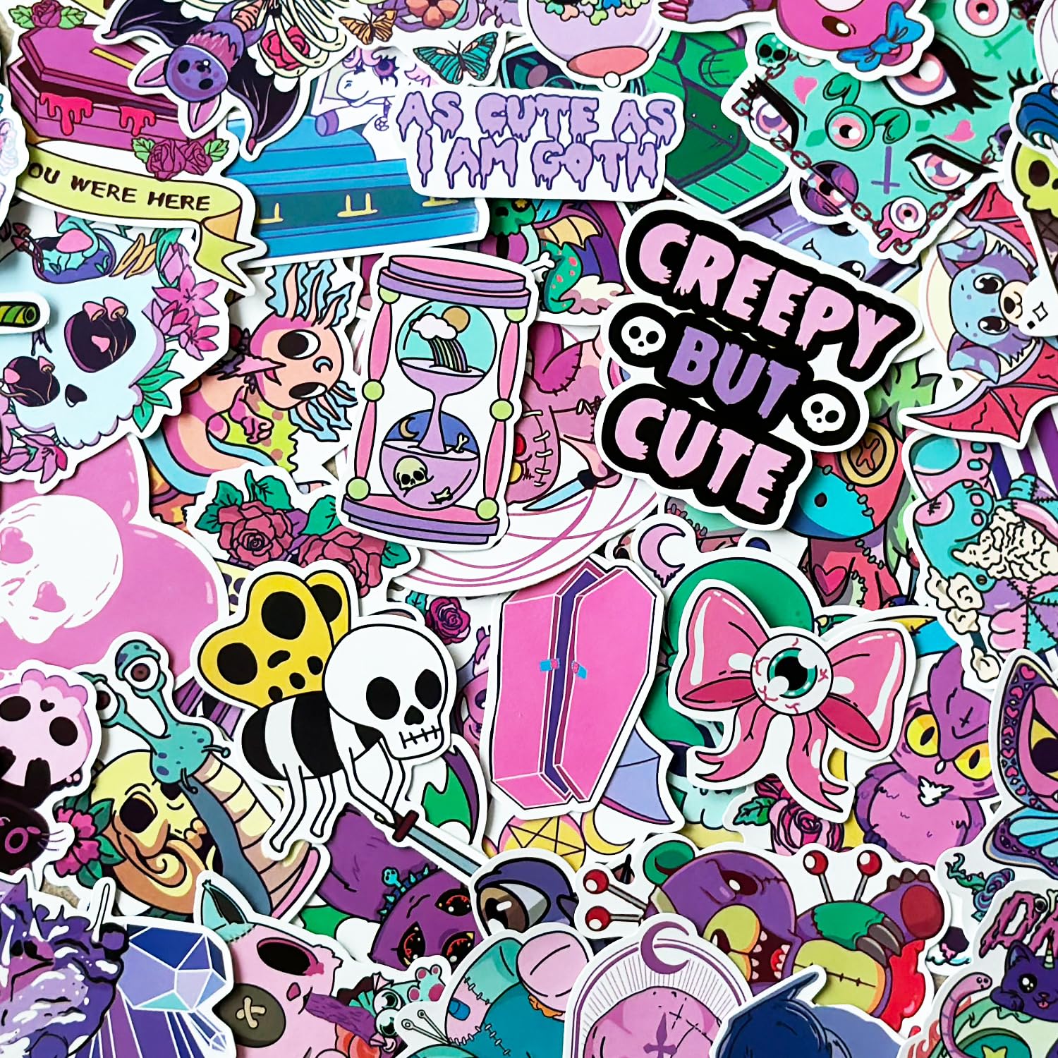 ROTY Kawaii, pastelowe naklejki gotyckie, urocze straszne naklejki, miękkie, fioletowe, gotyckie, wodoodporne, winylowe prezenty na laptopa, butelkę wody, telefon, bagaż, nastolatki, dorośli, dzieci
