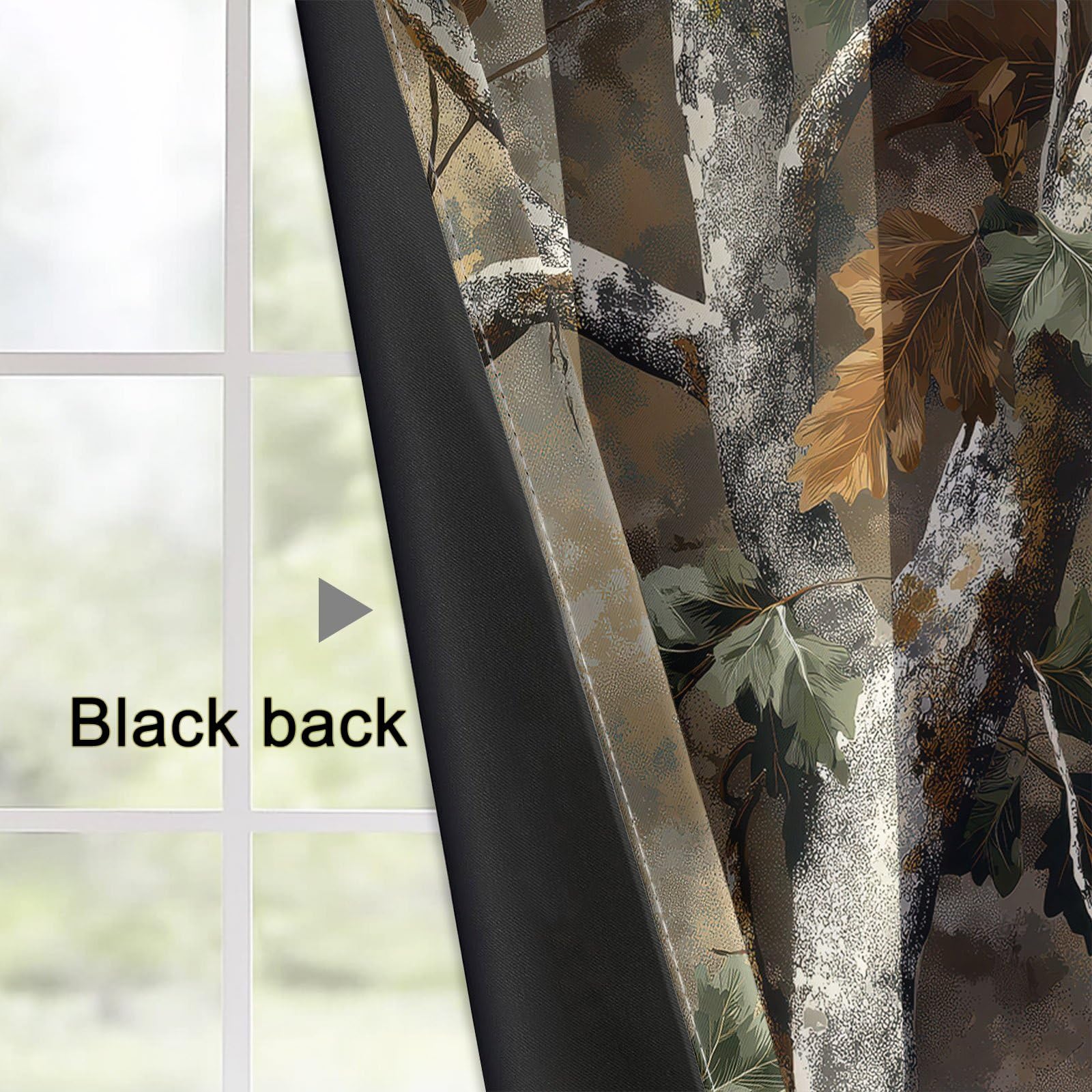 Tenda oscurante naturale rustica, set di 2 tende oscuranti termiche isolanti con occhielli, motivo foglie di rovere, camuffamento marrone, camera da letto, soggiorno, finestra, 140 x 200 h cm