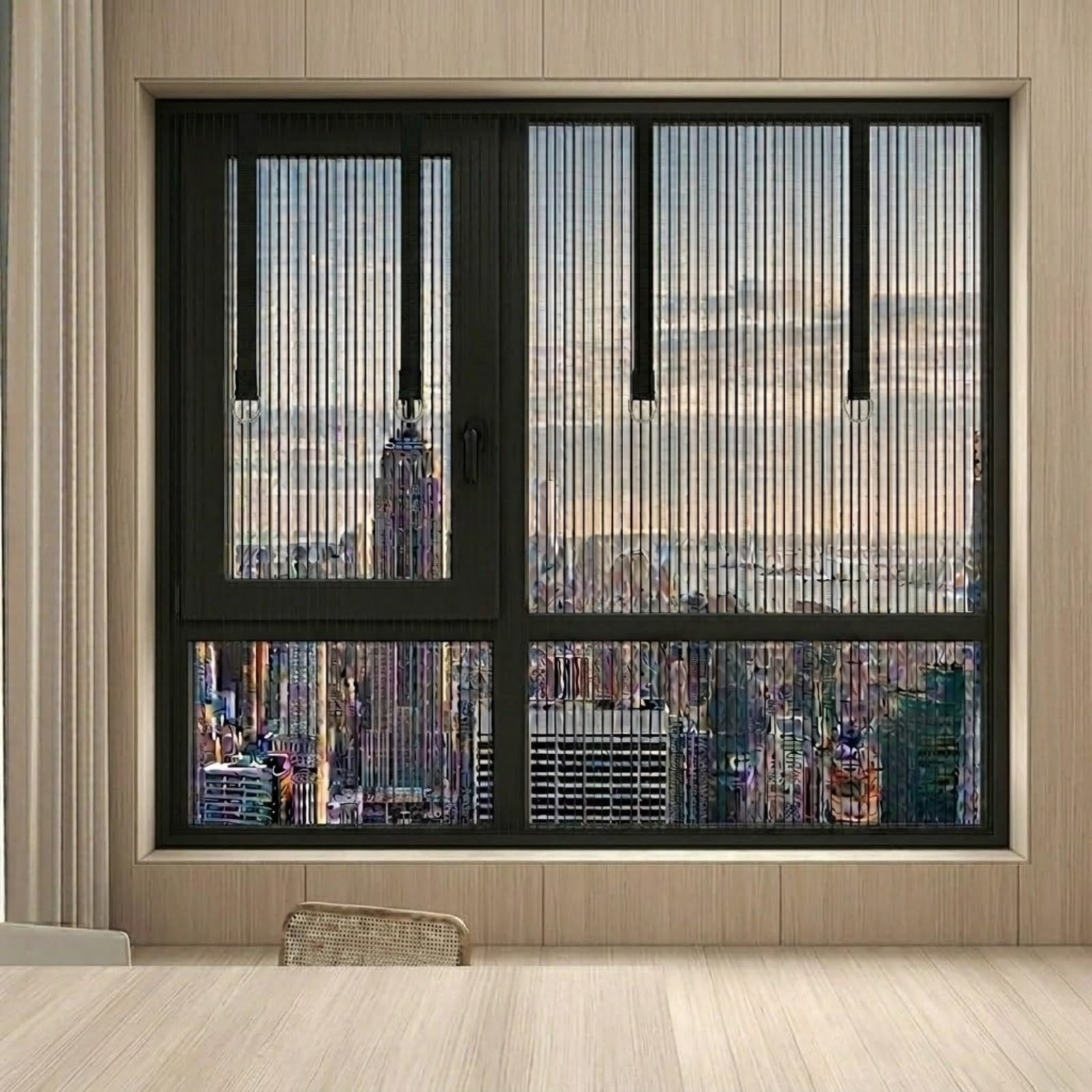 Cat Scratch Resistant KING KONG MESH Self-Adhesive Screen, Air Flow Friendly Washable Insect Screen for Balcony Bedroom Kitchen, Foldable Reusable Fly Screen Temporary(Black,100x200cm)