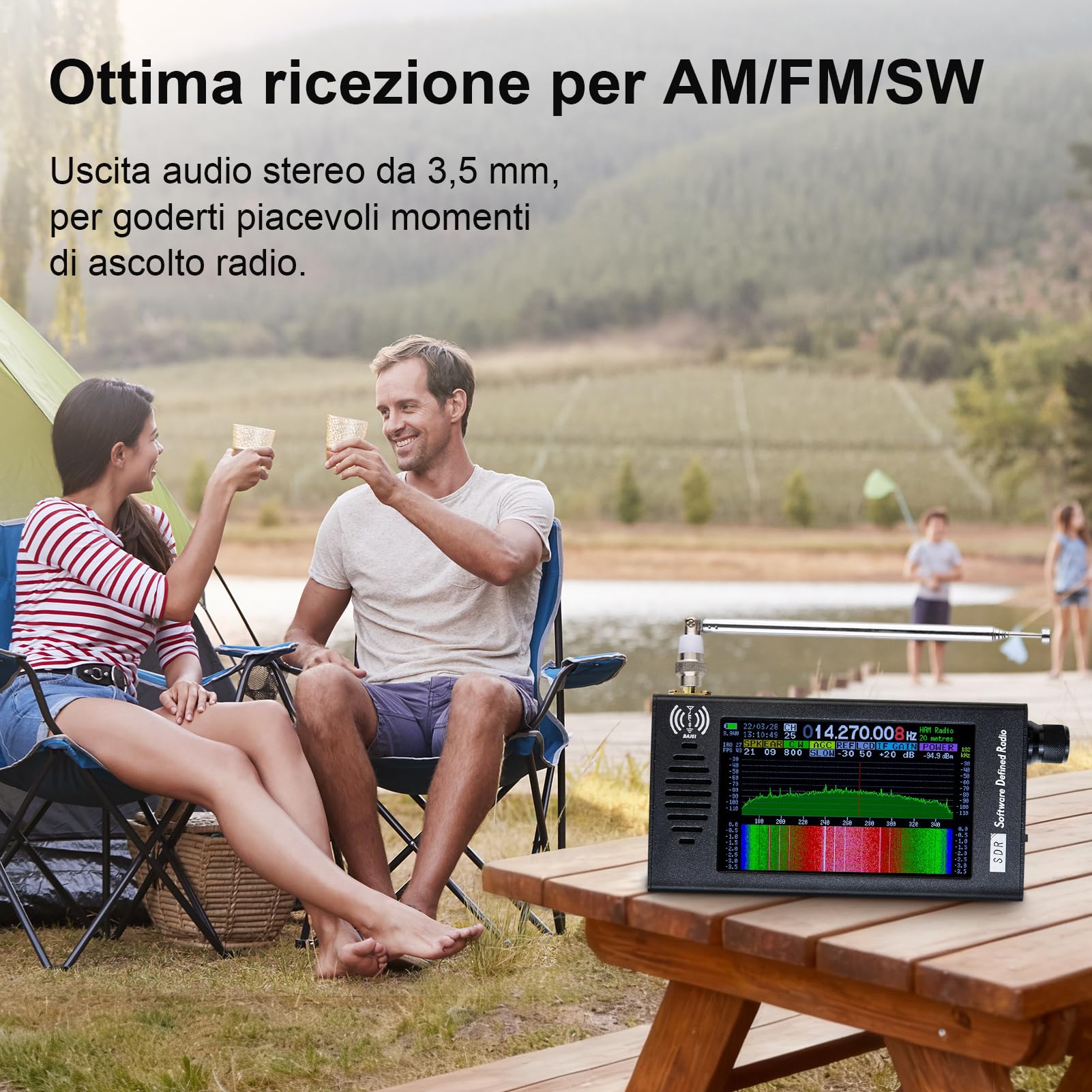 Ricevitore radio SDR-101, ricevitore radio portatile DSP da 4,3 pollici per CW/AM/FM, demodulazione digitale da 100 KHz a 149 MHz, ricevitori radio a onde corte