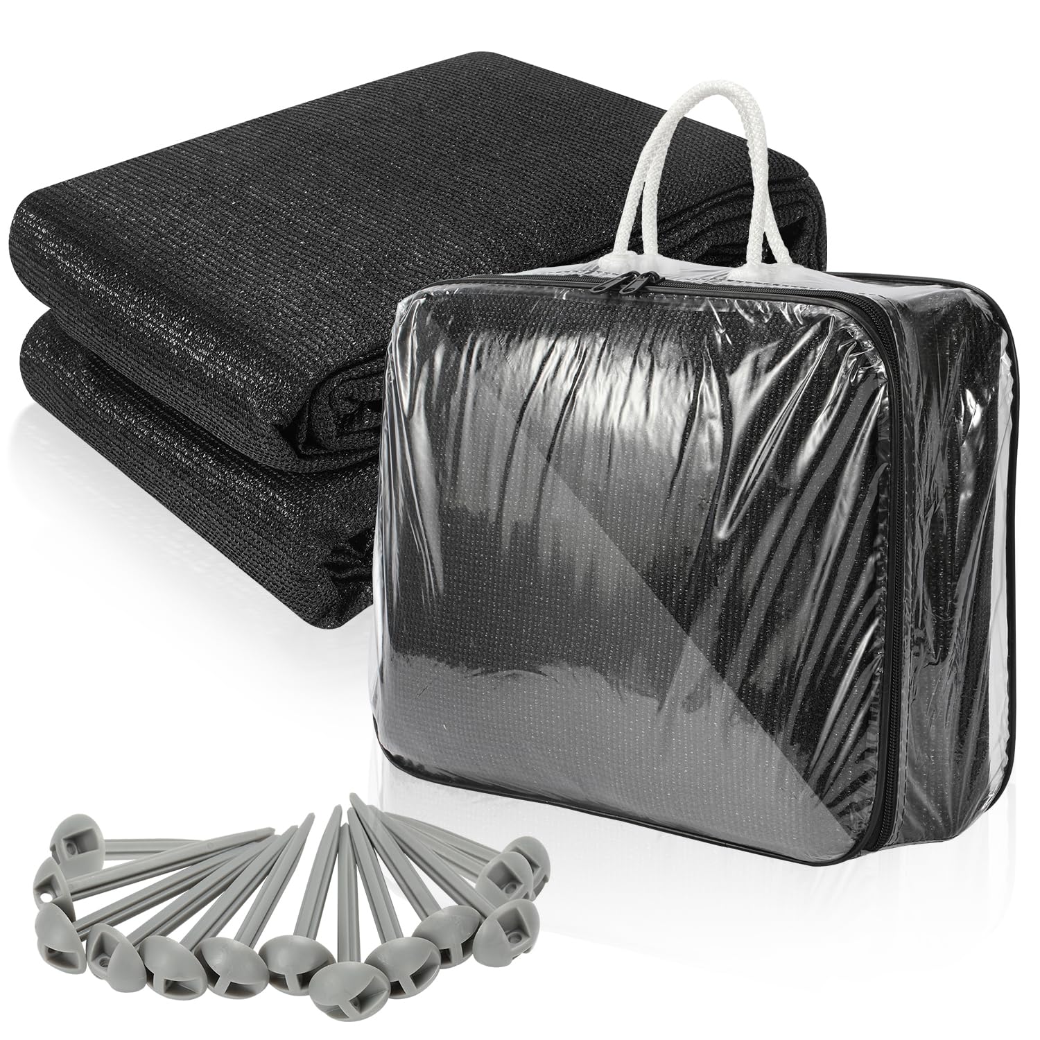 Daromigo Tapis d'auvent, tapis de tente avec sac de transport, avec 12 trous et 13 piquets, tapis de camping antidérapant et respirant lavable pour auvent (Noir, 250x500cm)