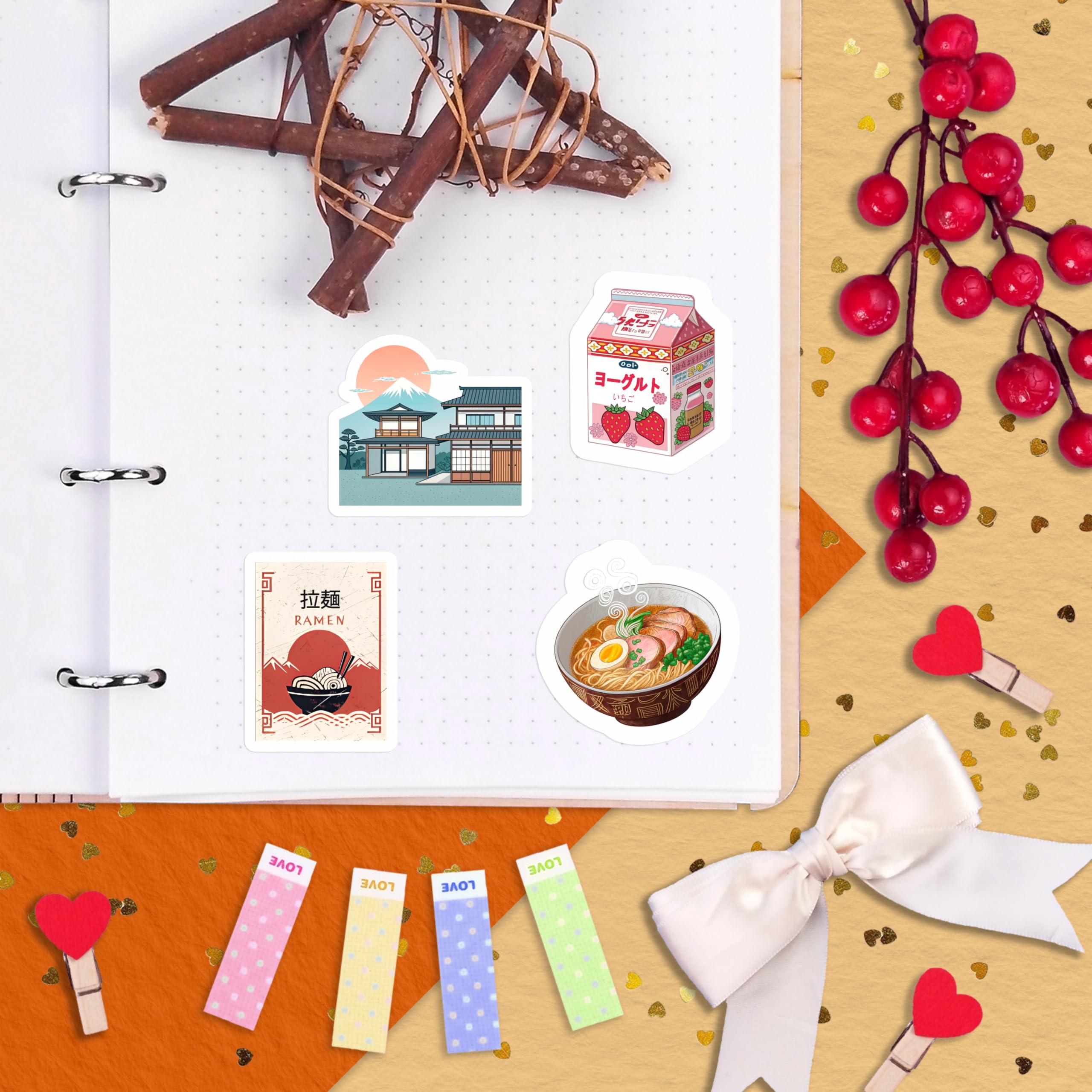 100Pcs Japanese Stickers, Japan Stickers for Scrapbooking - Japan Party Decorations - Japanese Gifts - Gift for Women & Men