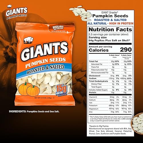 Miniatura 2 de Semillas de calabaza asados y salados 4515 oz paquete de 12