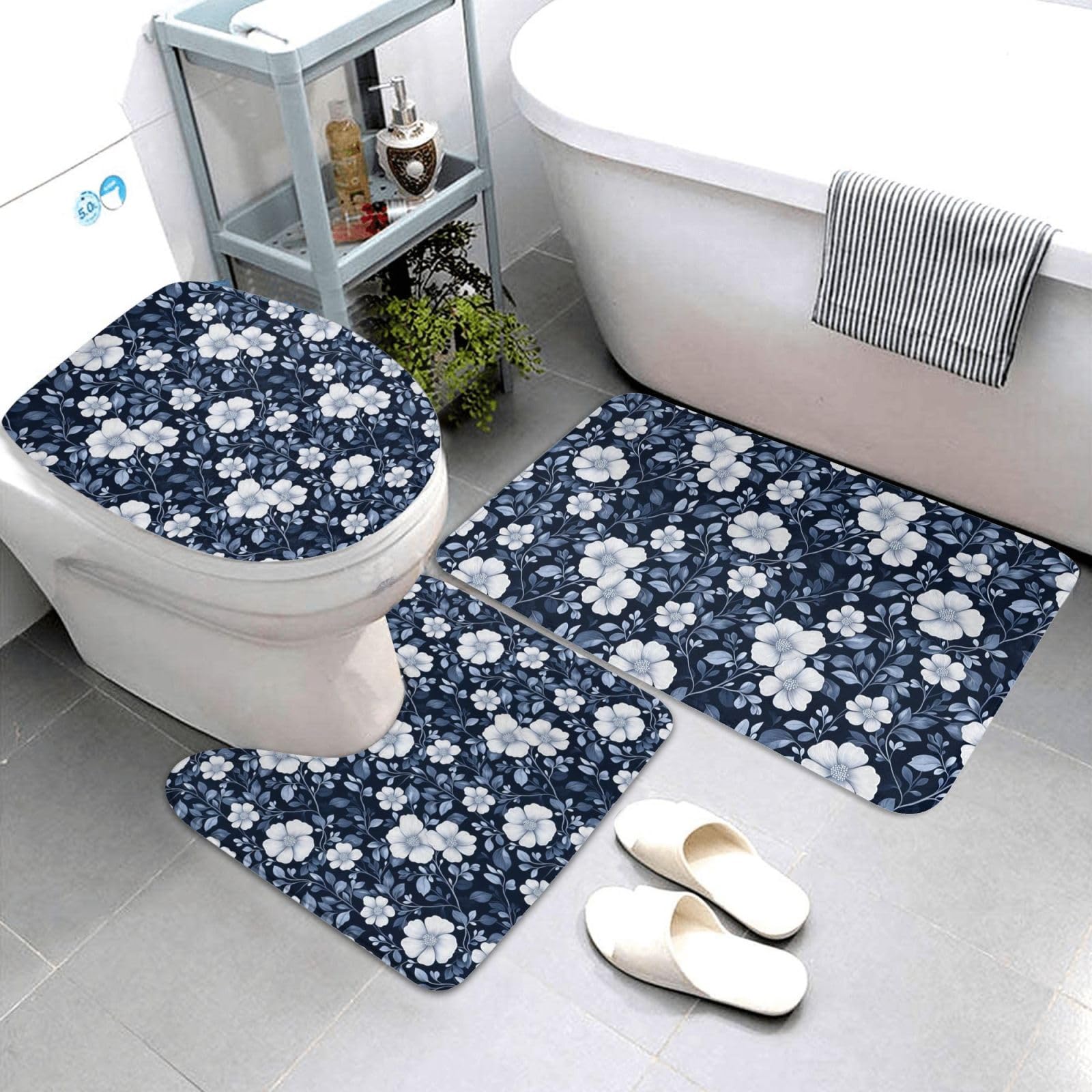 Tapis de bain absorbant et antidérapant lavable en machine lot de 3