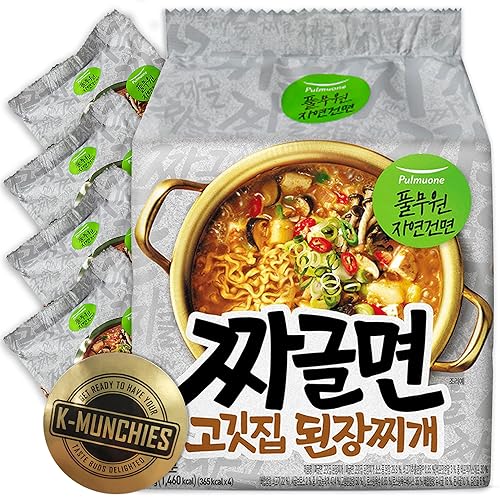Miniatura 26 de Pulmuone - Fideos coreanos Ramyun no fritos, paquete de 4 fideos instantáneos coreanos sabor Jjamppong - Fácil de cocinar auténtico ramen coreano