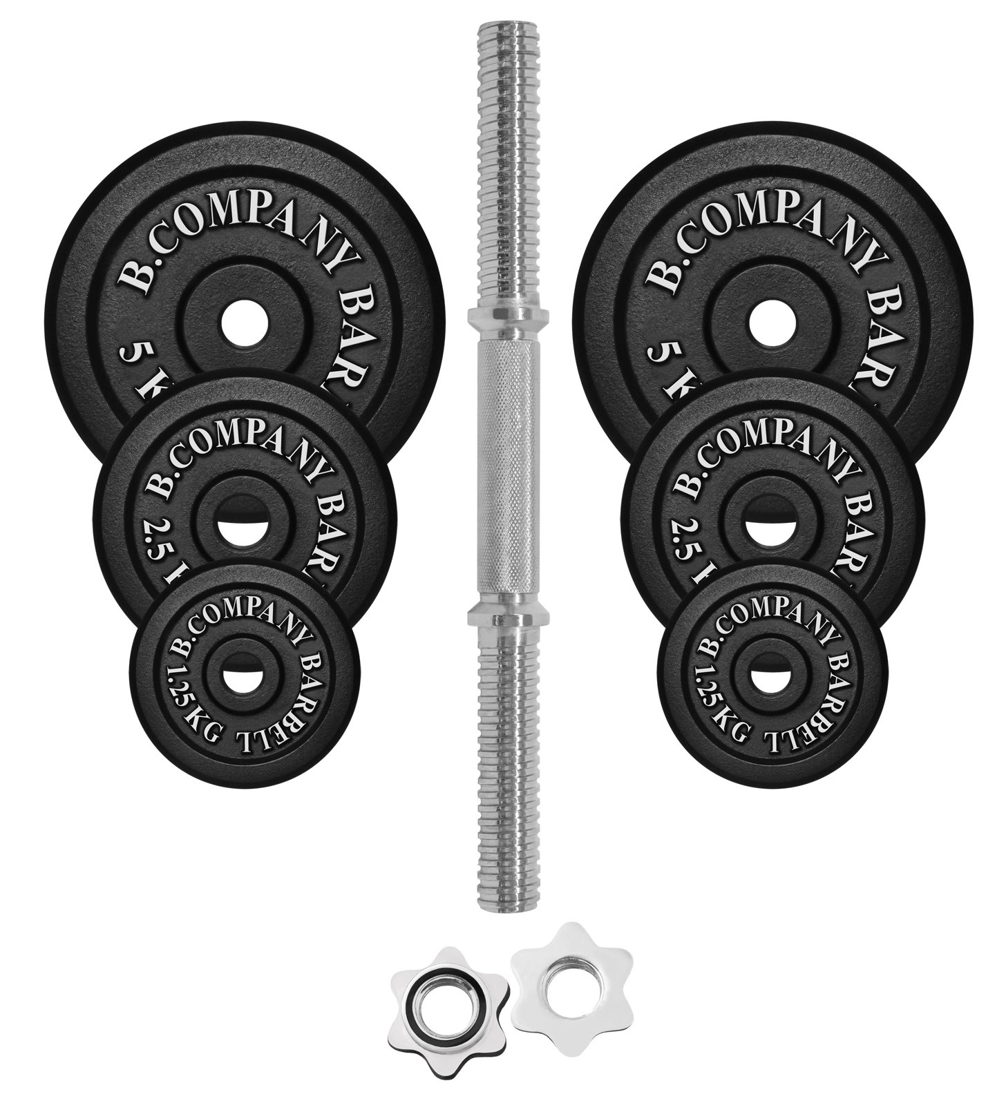 Guss Kurzhantel-Set 20Kg (1 x Kurzhantelstange 35cm, 2x1,25, 2x2,5 und 2x5Kg Hantelscheiben) Hantelset Hanteln Gewichte