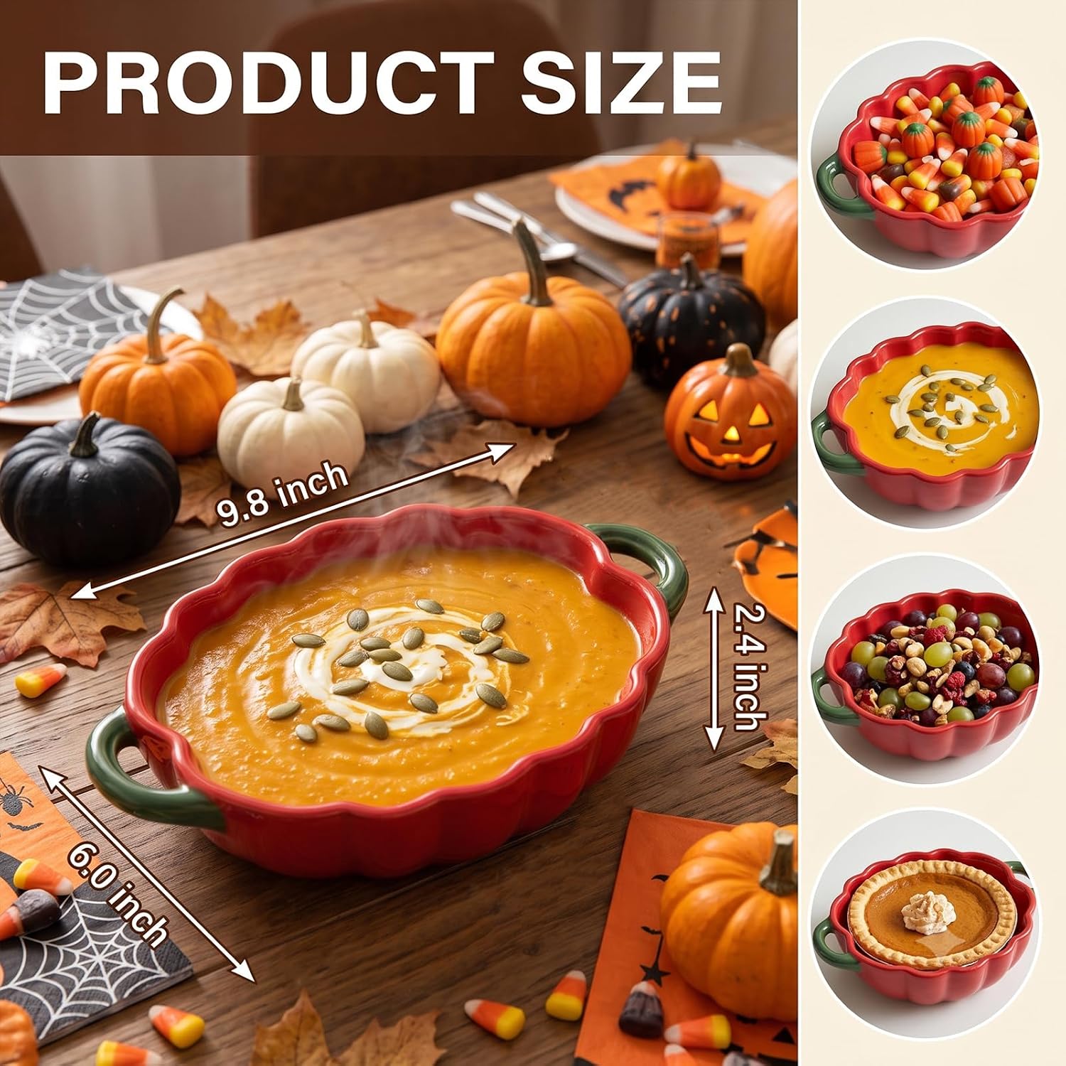 Tomato Shaped Ceramic Casserole Pot with Lid & Two Handles, Ovenproof Ceramic Serving Bowl, Multi-use Stew Bakeware for Kitchen Cooking Holiday Gift & Housewarming Parties