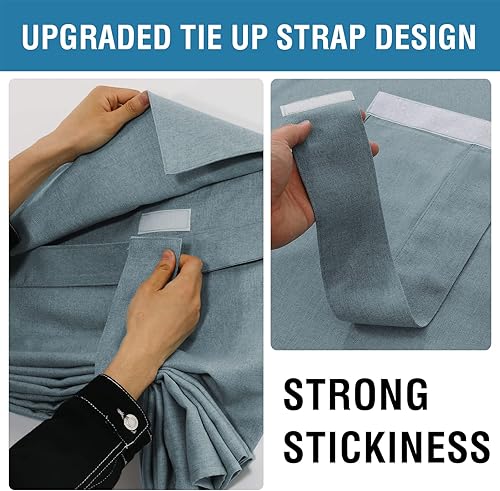 Miniatura 6 de H.VERSAILTEX Cortina de puerta francesa, persiana de privacidad para puertas, azul piedra jaspeado, 26 x 40 pulgadas, 1 panel