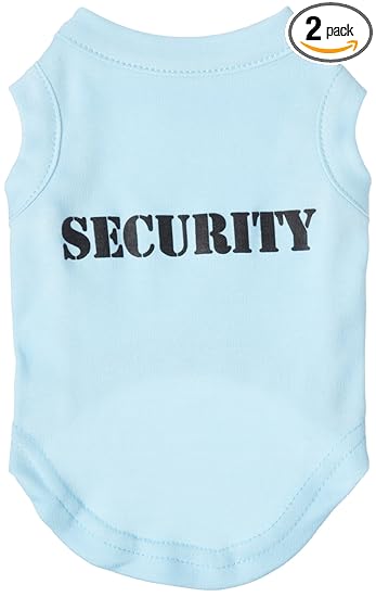 Mirage Pet Products 10-inch Security Screen Print Shirts for Pets, Small, Baby Blue with Black Text