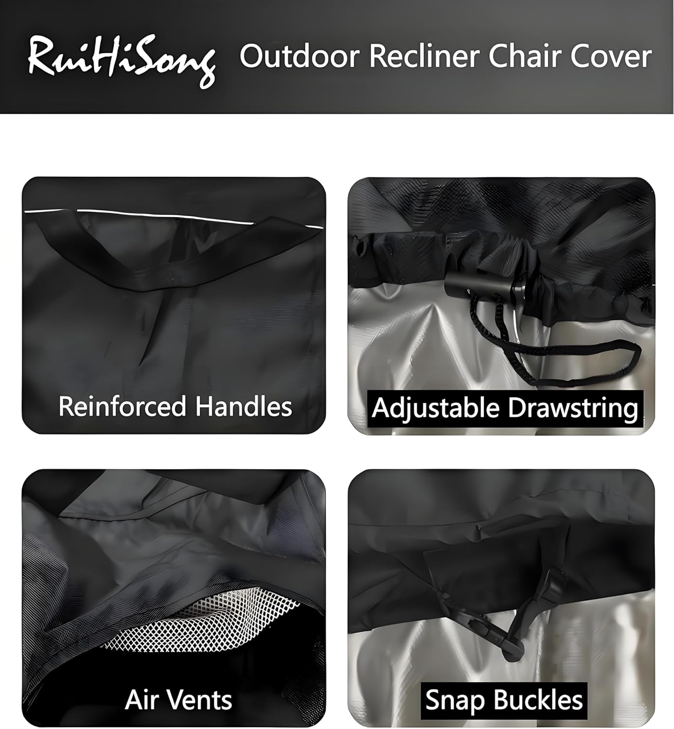 Outdoor Recliner Chair Cover,600D Heavy Duty Patio Chair Cover,Outdoor Furniture Storage Cover for All Weather Protection