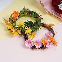 Vista 3 de Marrywindix - Juego de 4 piezas de corona de vid natural, corona de ramas de vid de Navidad, guirnalda de ratán para Navidad, vacaciones