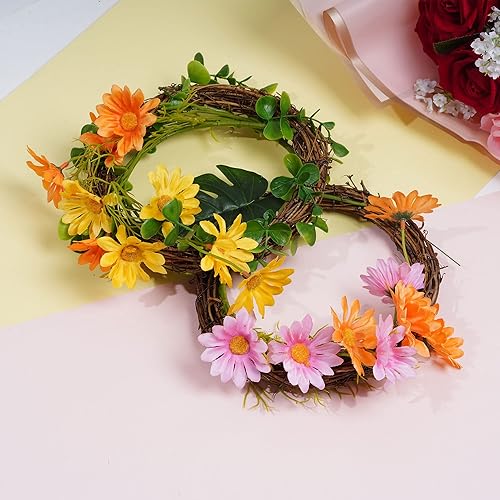 Miniatura 3 de Marrywindix - Juego de 4 piezas de corona de vid natural, corona de ramas de vid de Navidad, guirnalda de ratán para Navidad, vacaciones,