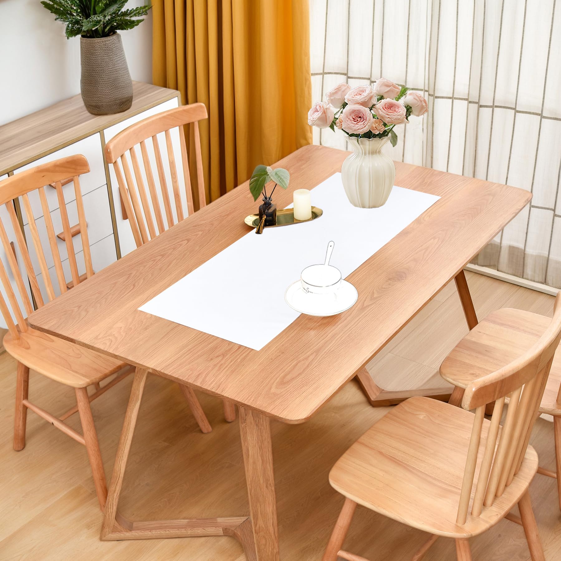 Inmerget Rustic Farmhouse Faux Linen Table Runner 33x92 cm (13x36 inch) - Image 2