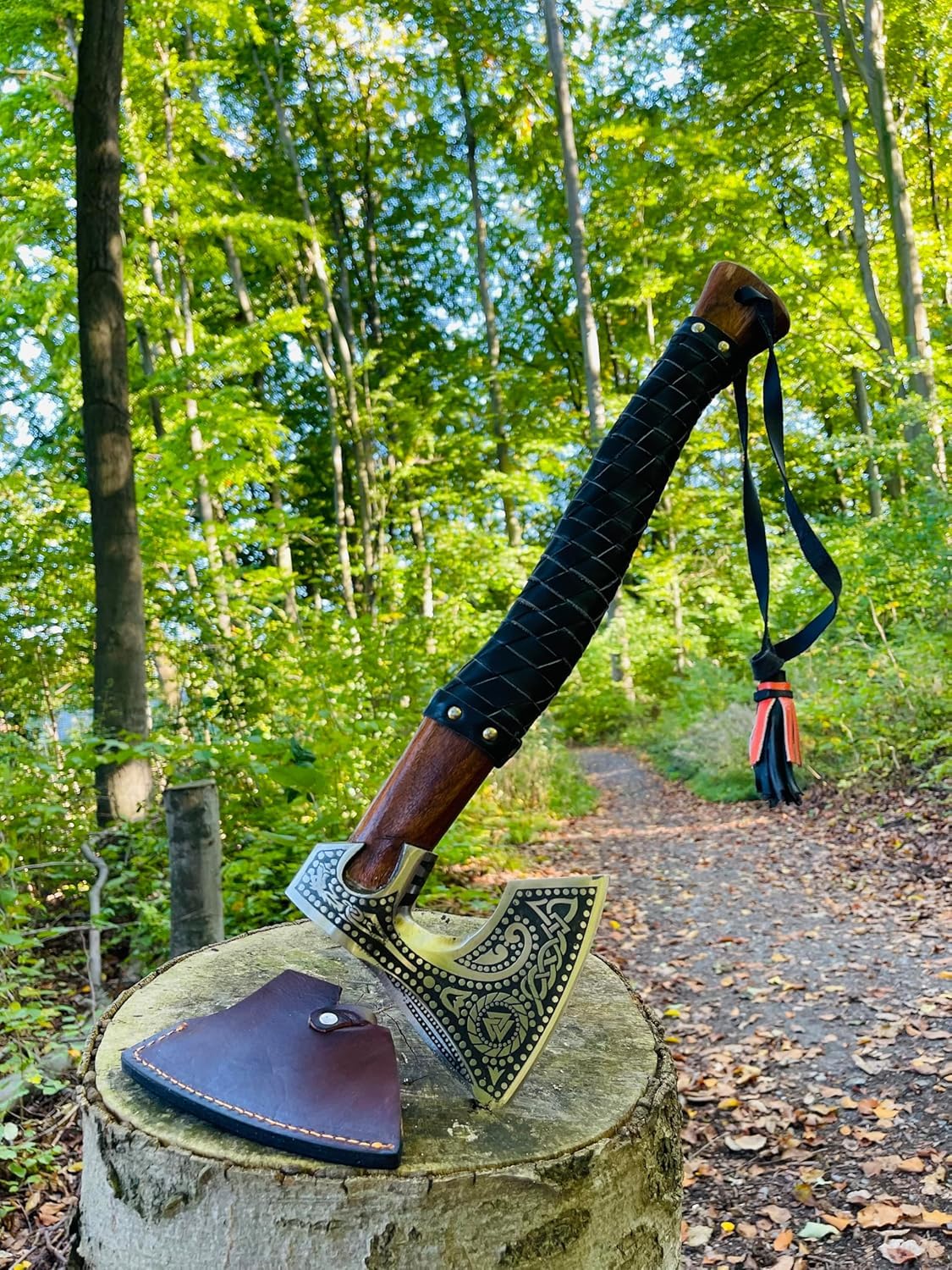 Handmade Viking Axe Hatchet Throwing Axes Chopper Axes Gifts for Men - Wood Working Hand Tool - Viking Gifts - Tomahawk Bearded - Forged High Carbon Steel (Russian Valknut Viking Axes)