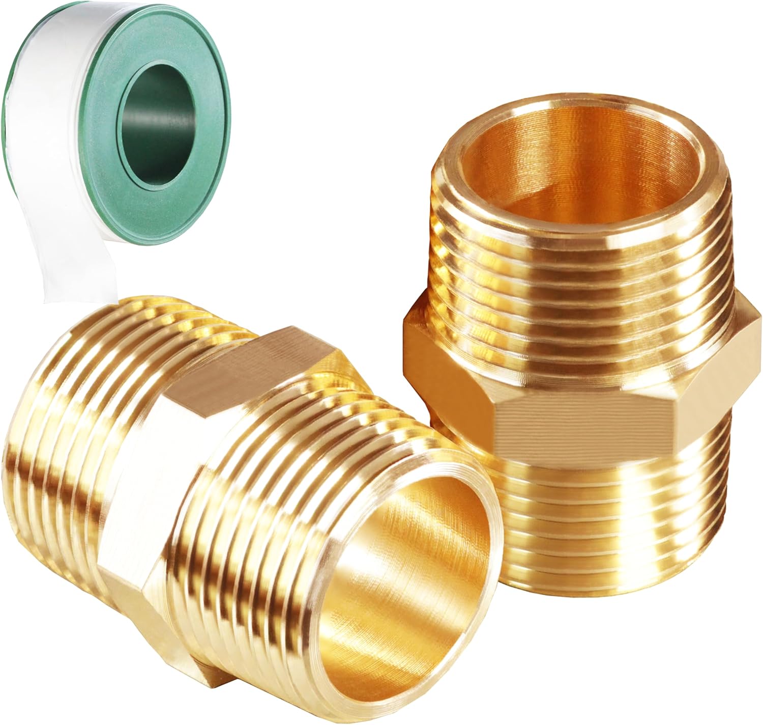10PCS 1/8 Inch Male Pipe x 1/8 Inch Male Pipe Solid Brass Threaded Straight Pipe Equal Diameter Pipe Hex Nipple Fittings Extension Connector Adapter Coupling for Pipe Line/Oil/Gas