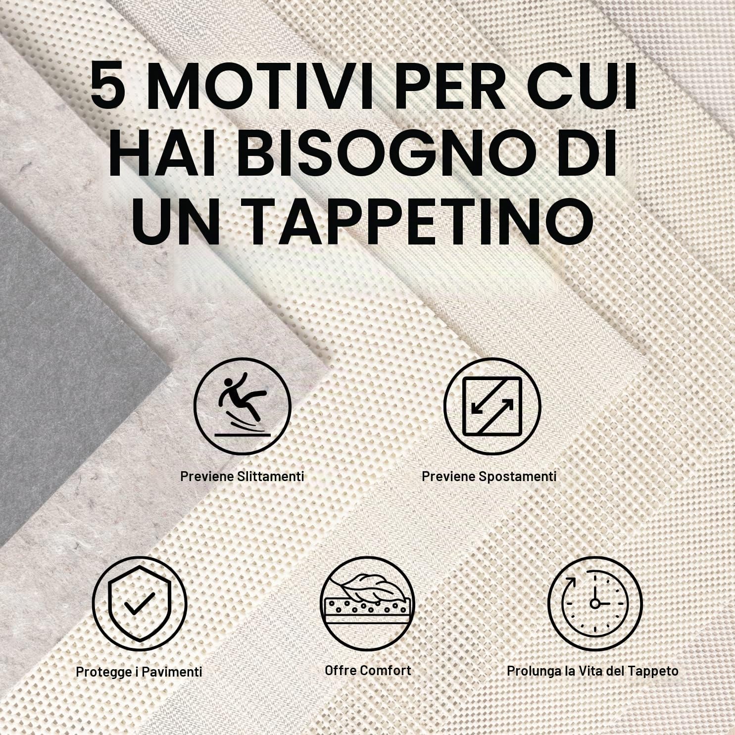 Livabliss ENSO Geometrico Rectangle Tappeto | Nero, Bianco sporco, Grigio medio | 130x170cm | Soggiorno e Camera da Letto | Tessuto a Macchina Polipropilene