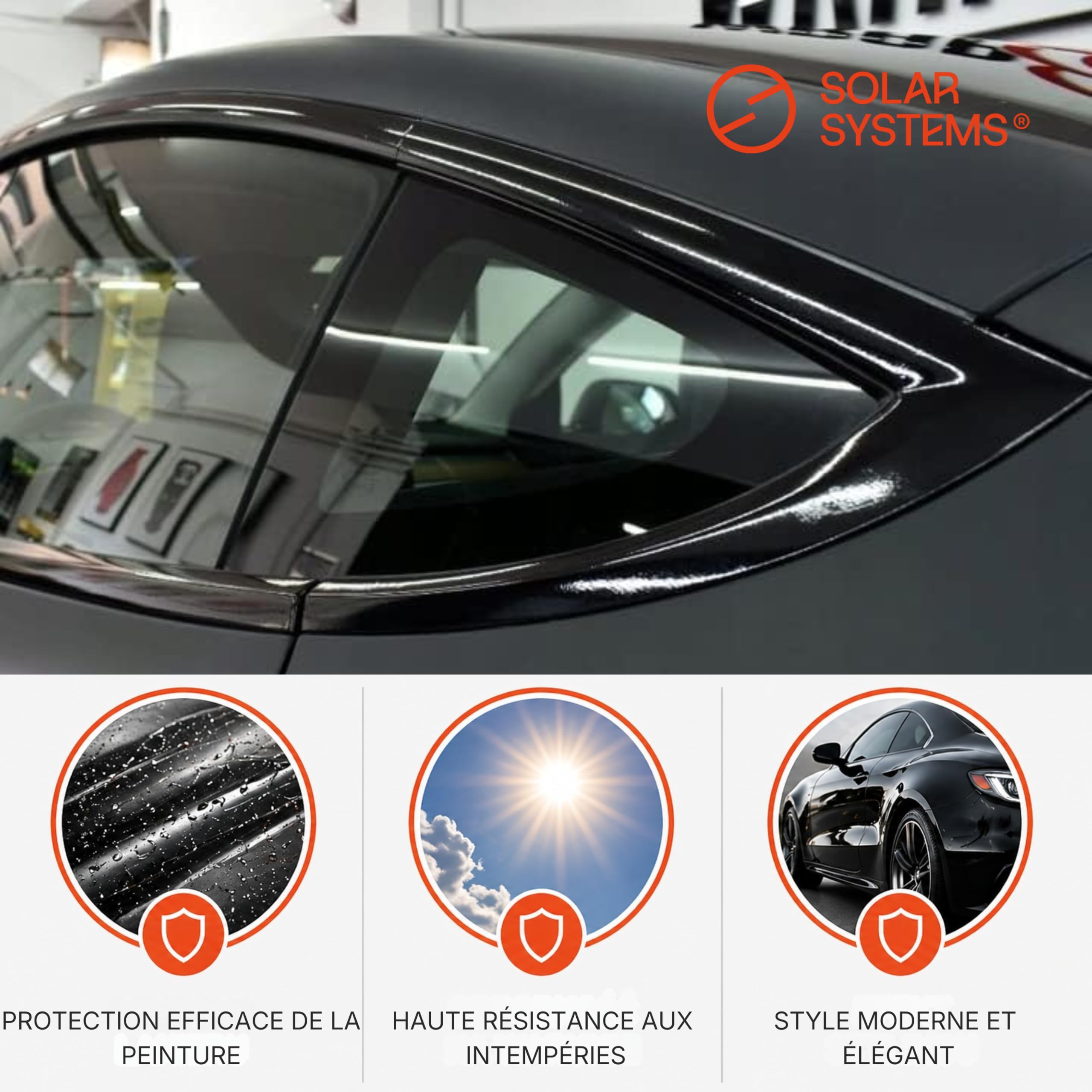 SOLAR SYSTEMS Wrap 2080 Film Auto adhésif - Ruban adhésif de déchromage + raclette et Couteau - Tuning Auto - Film Auto Noir Brillant 3,5cm x 10m
