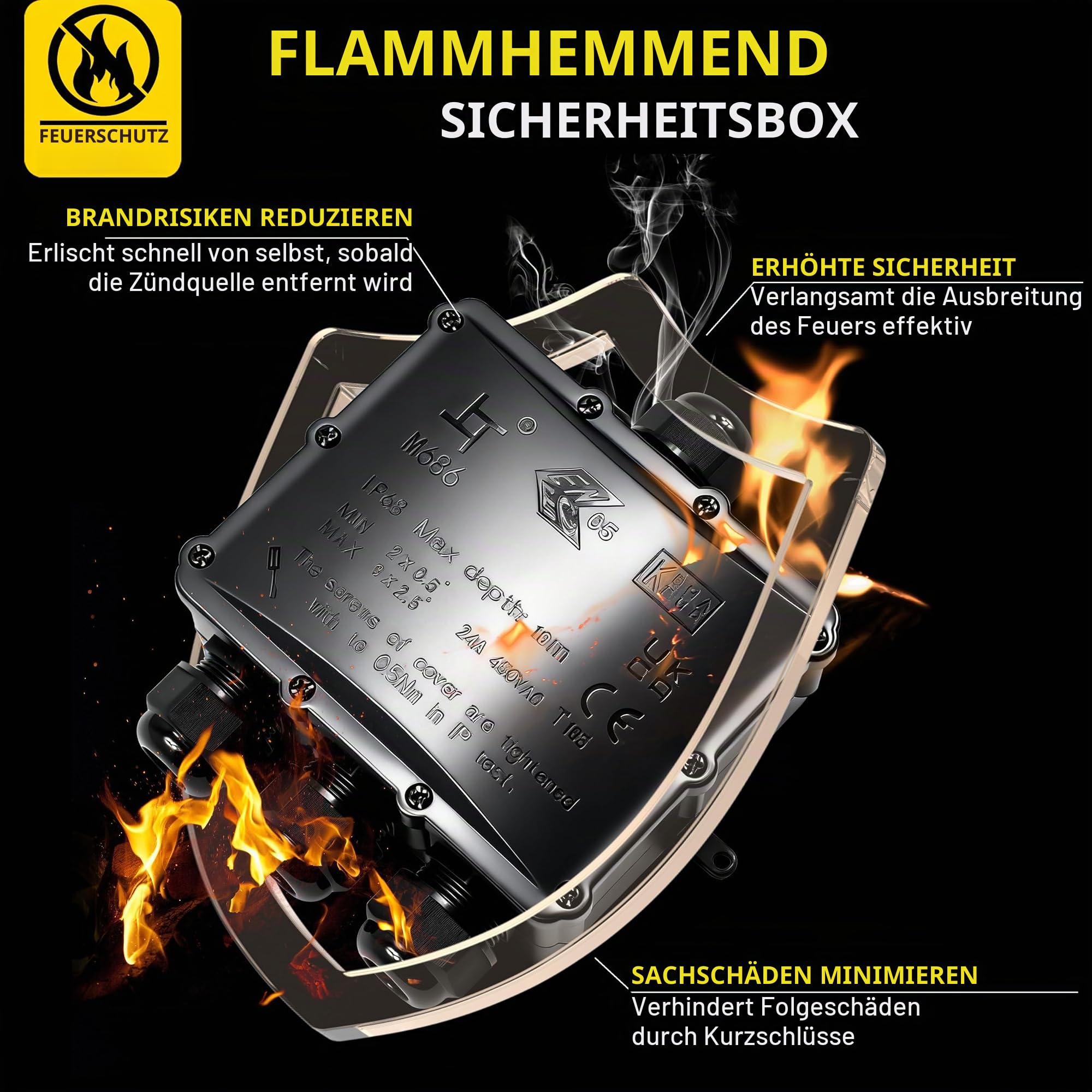 4 Wege Junction Box, IP68 Abzweigdose, HUYU wasserdichte Verteilerdose, Verbindungsdose Außen, Klemmdose mit M25, Klemmen, Elektrisches Kabel Wire Connector für Ø 4mm-14mm Kabeldurchmesser, 2 Stck.