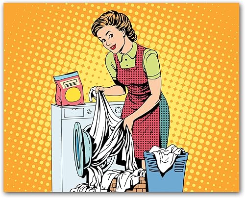 Miniatura 5 de Pósteres de decoración de pared estilo retro pop art de 8 x 10 pulgadas. Juego de 4 carteles con temática de ama de casa sin marco. Fabricado en