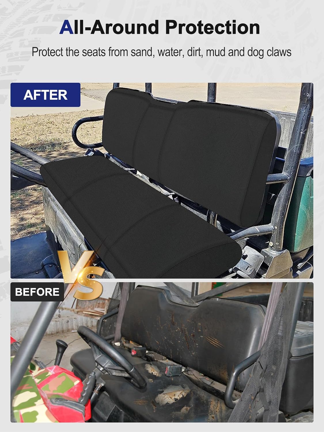 ZIDIYORUO Ranger Seat Covers, Full Wrap UTV Seat Protection Set for Polaris Ranger 500 700 800 2002-2008, Scratch Resistant, PU Coating Water Proof Ranger Replacement Bench Seat Cover (Black)