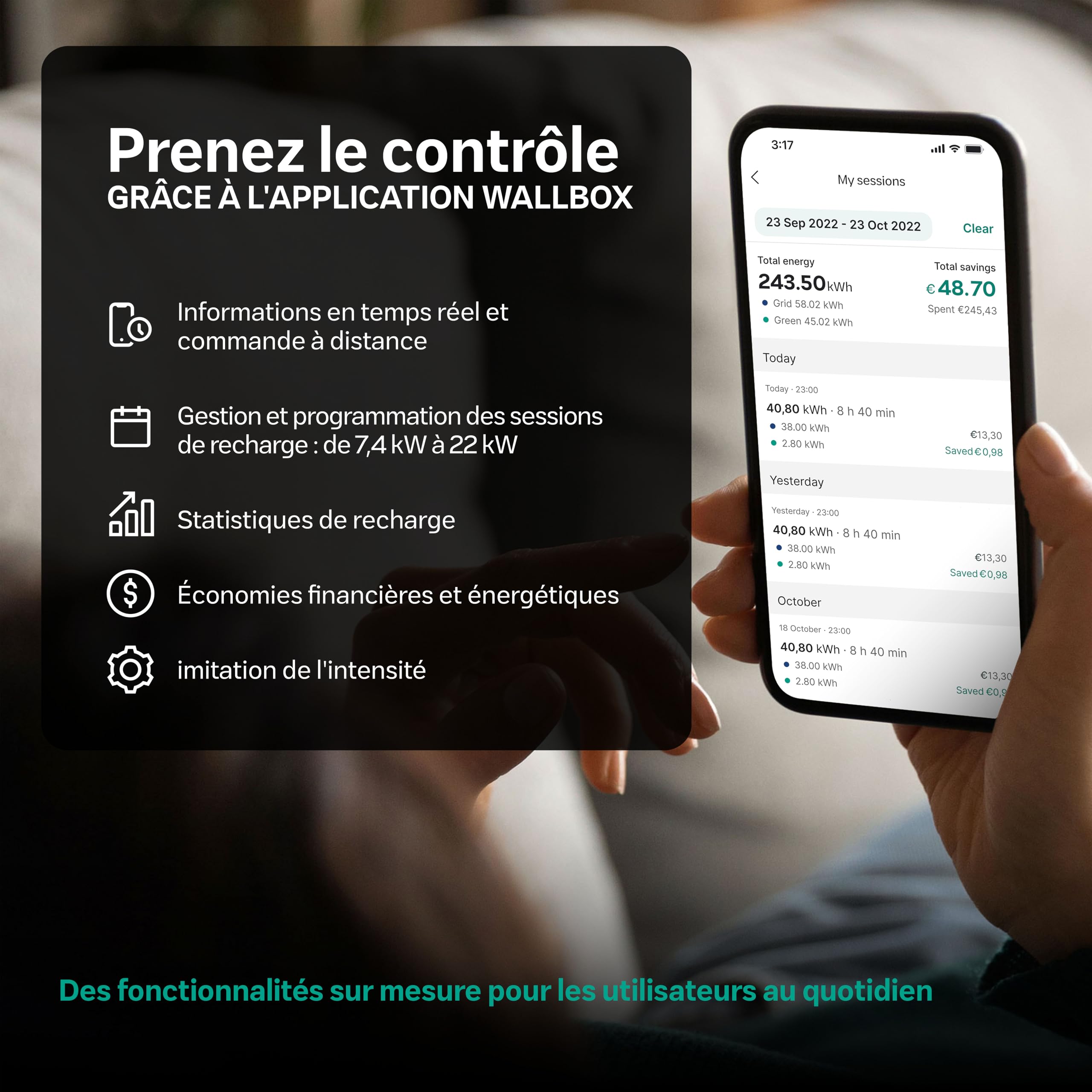 Wallbox Pulsar Max 7.4kW - Chargeur Voiture Electrique 32 A - Câble Recharge 7 Mètres - Chargeur EV Typo 2 avec WiFi et Bluetooth - Compatible avec EV/PHEV et Usage Intérieur/Extérieur - Noir
