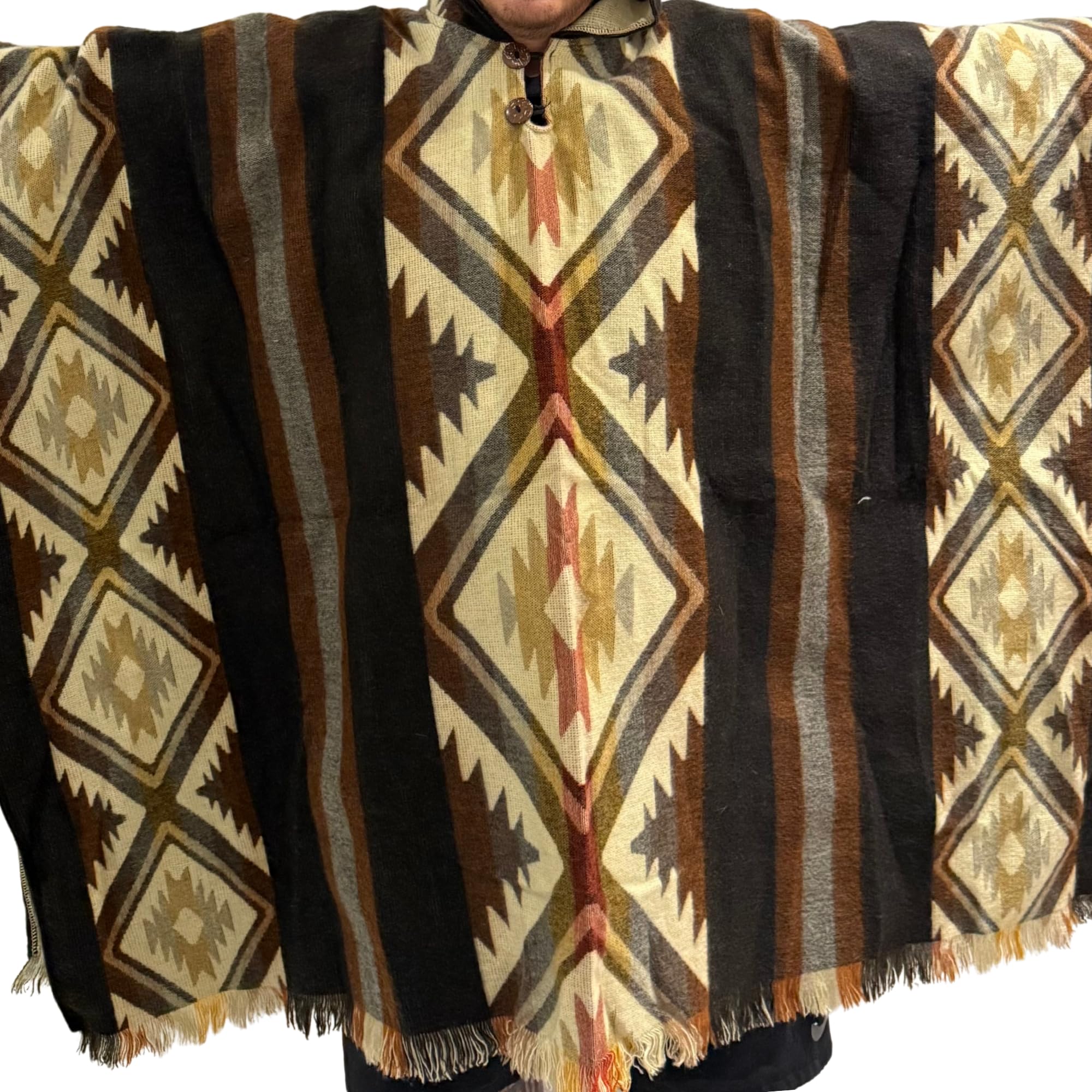 Gamboa Premium Poncho Uomo Alpaca Cappotto Giacca Leggero Poncho Coperta Autunno Inverno Prodotto nell'Ecuador