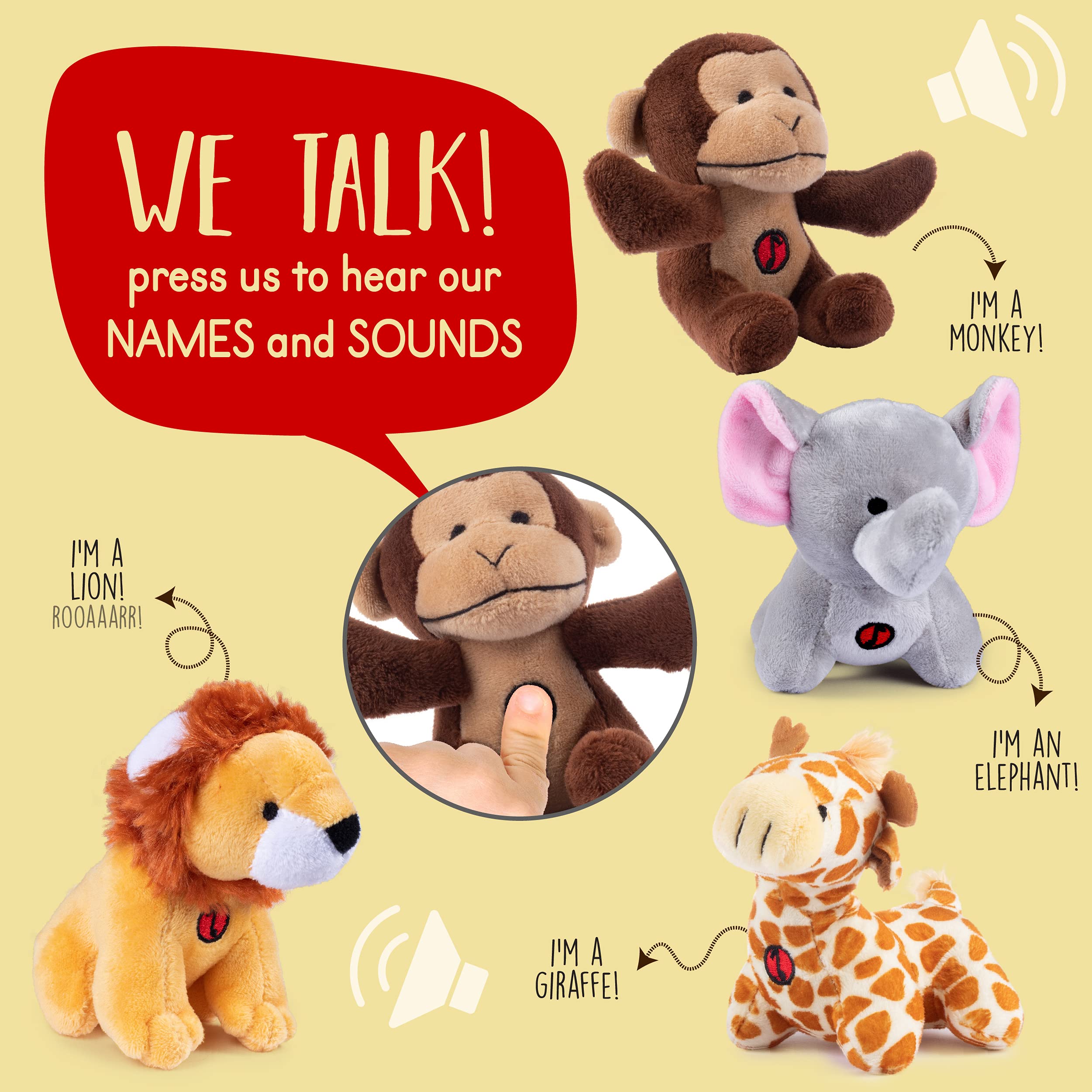 Plush Jungle Animals Toys for Toddlers 4 Plush Talking Animals A