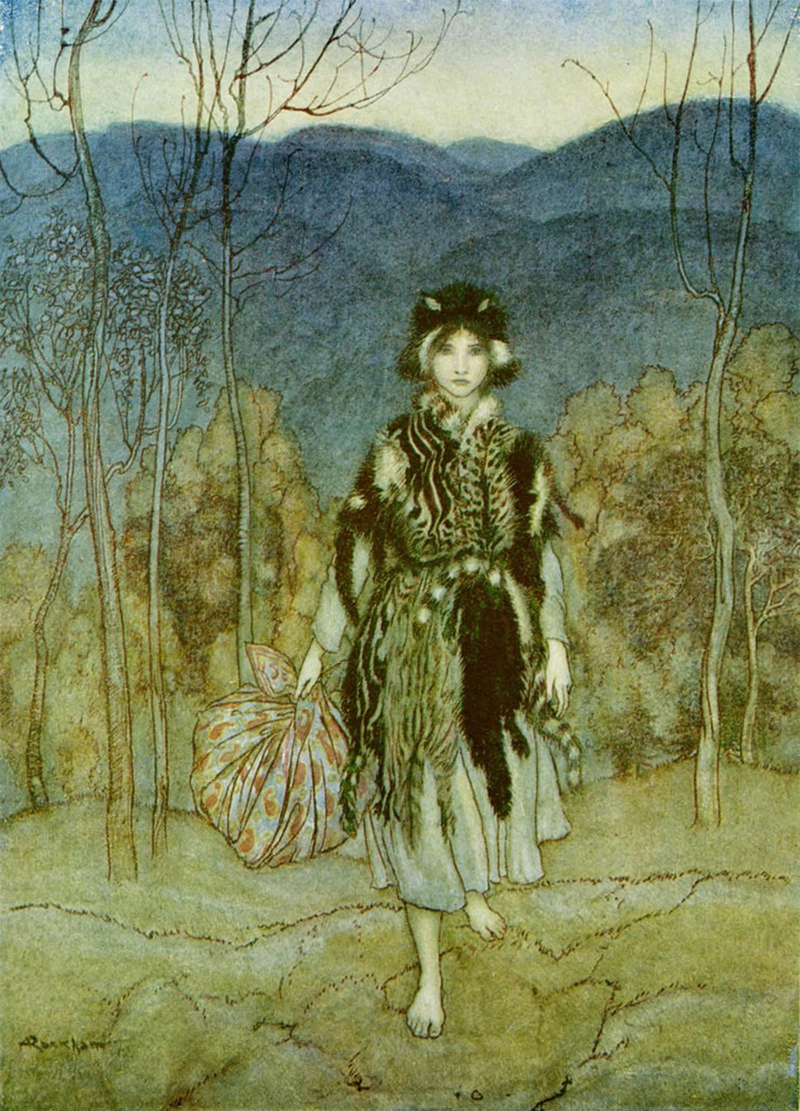 SERENDIPITP Retro Picture Poster Wall Art Pictures Painting Catskin by Arthur Rackham Wall Art Canvas Print for Wall Decor 60x90cm