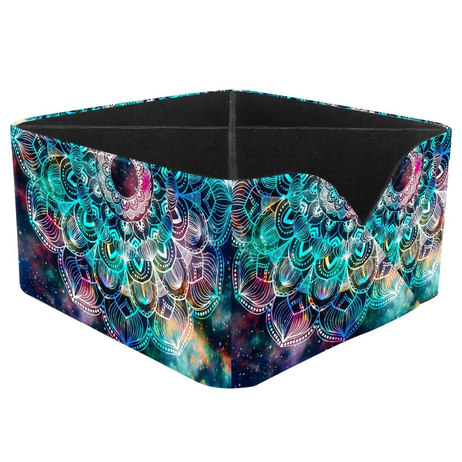 KengjuTesu Space Mandala Desktop Organizer Pen Holder, Rectangular Pencil Cup for Office, Study and Makeup Stations