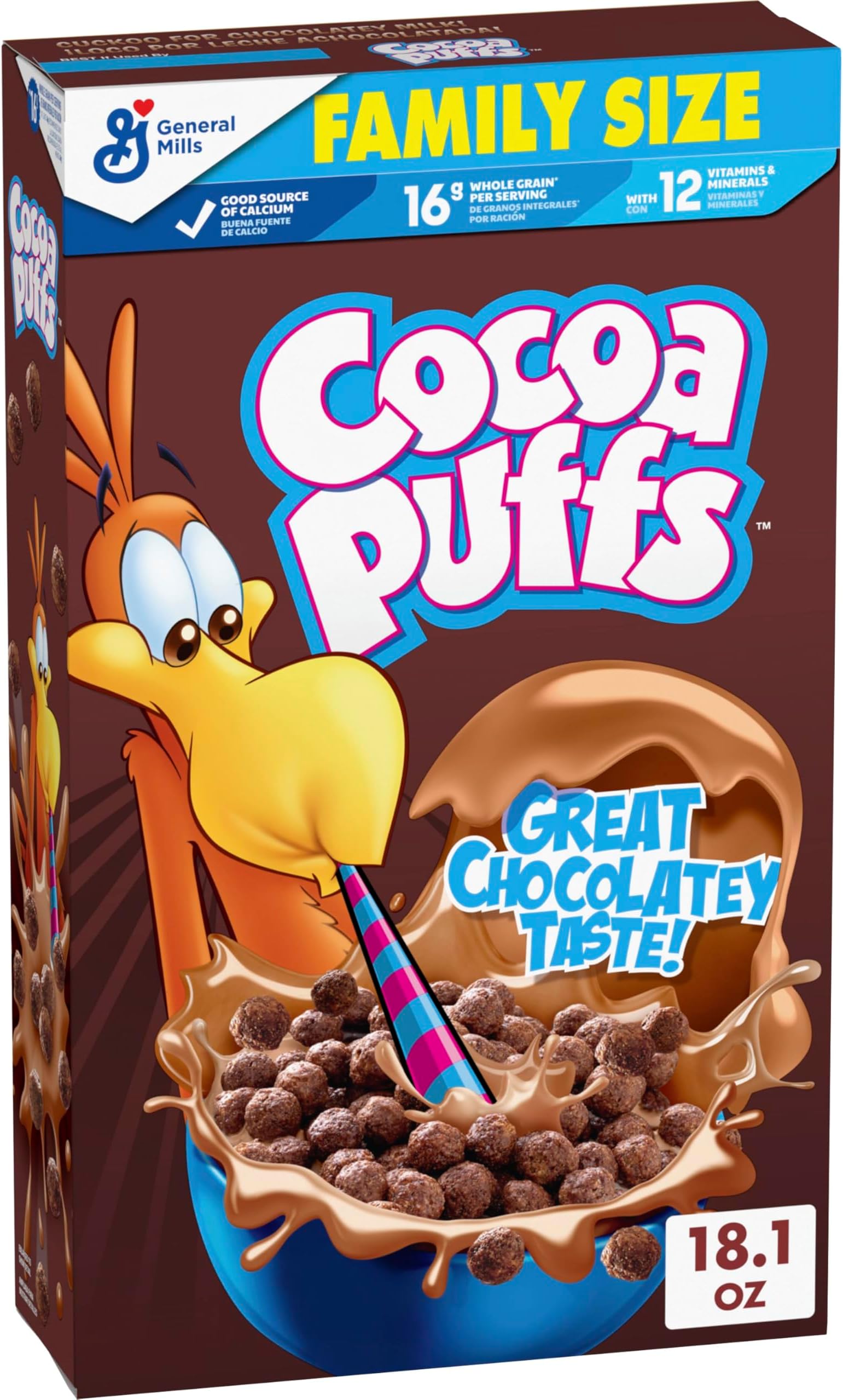 Chocolatey Breakfast Cereal, Made with Whole Grain, Family Size, 18.1 oz