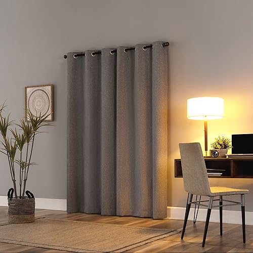 Miniatura 2 de Sun Zero Tulare - Cortina opaca térmica con ojales y textura completa, 40 x 63 pulgadas, color gris