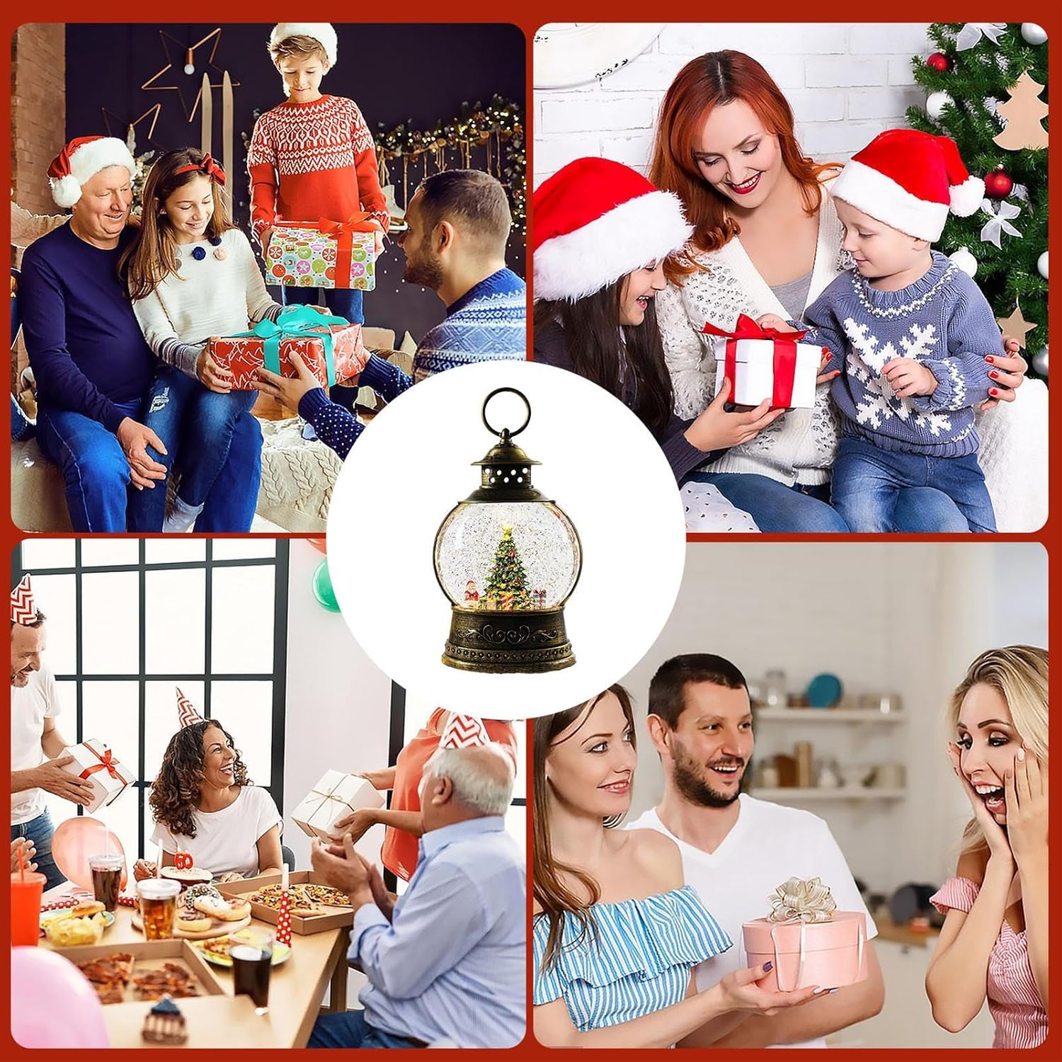 Christmas Musical Snow Globe,USB Battery Powered Winter Decor | Glittering Musical Snow Globe | for Family Indoor Holiday Party Gathering Bedroom Living Room Workplace Fireplace