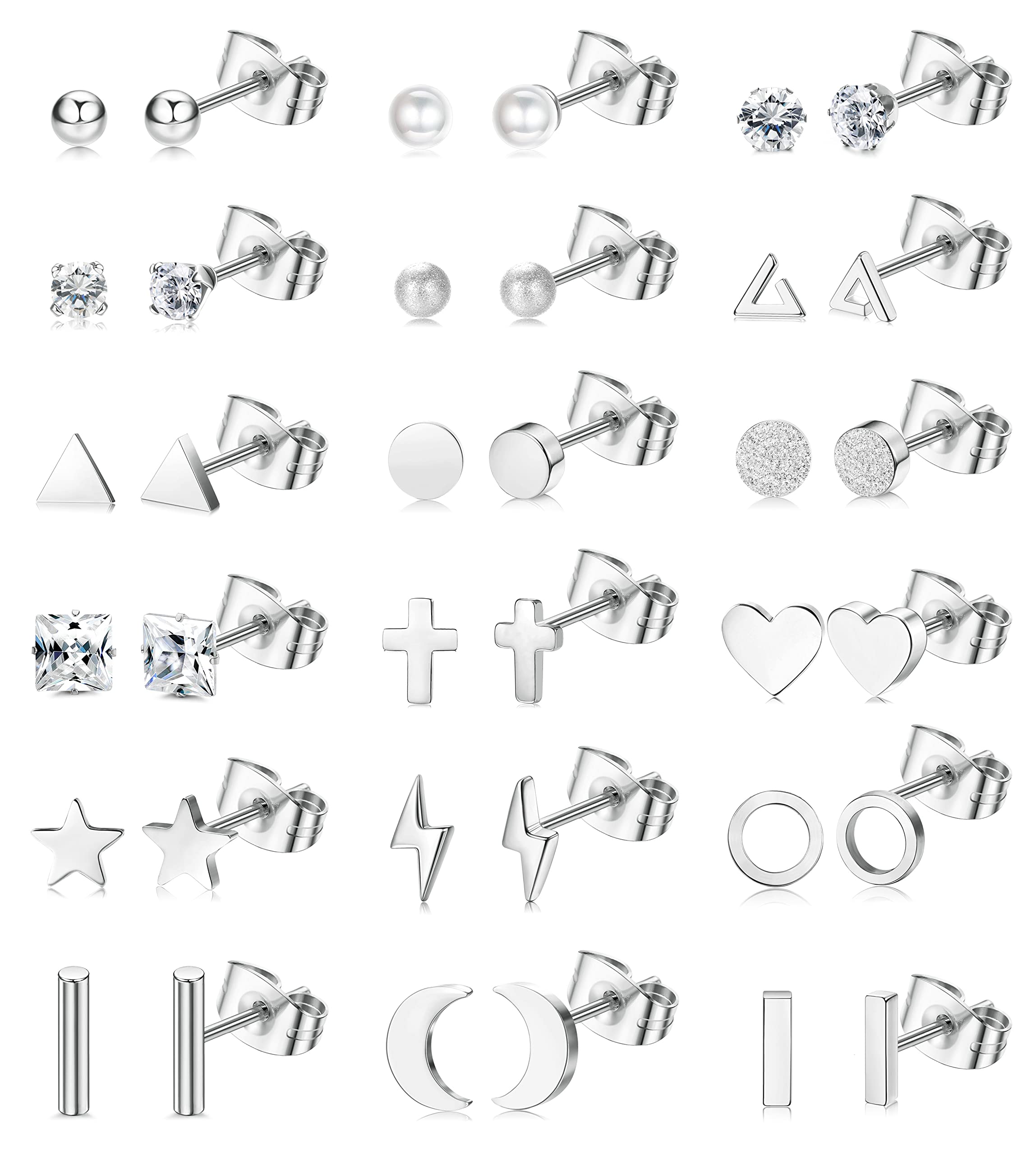 11 Paires Boucles Oreille ORAZIO - Acier Inoxydable Or 18K | Pour Piercing Cartilage Tragus Hélix | Set Complet
