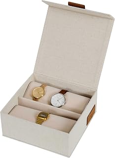 LOVE IT STORE IT Premium Uhrenbox, Uhren Aufbewahrungsbox 6 Uhren, Beige