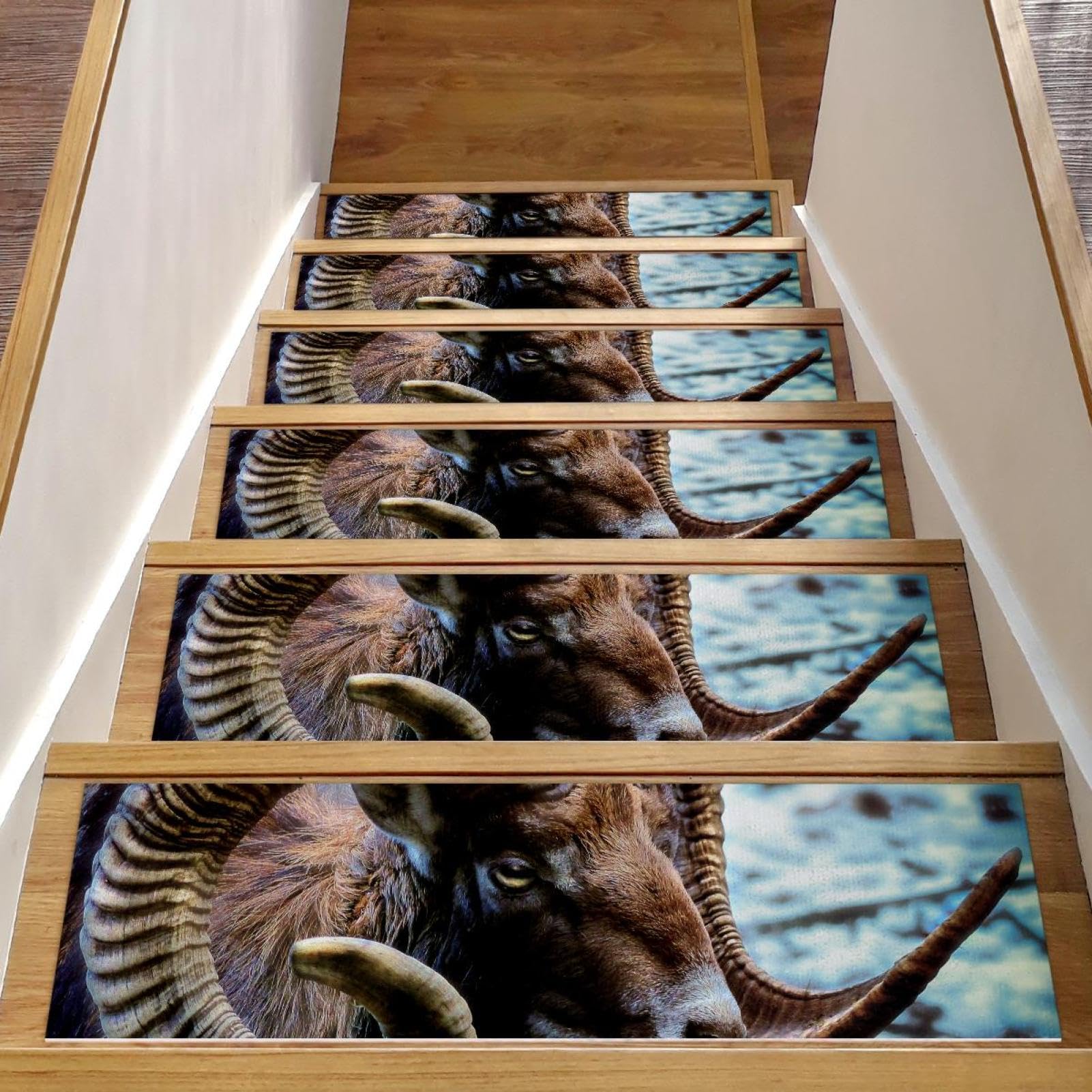 Tapis d'escalier antidérapants pour marches en bois mouton enfants et animaux
