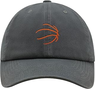 JPAK Basketball Silhouette Premium Dad Hat Embroidered Baseball Cap Sports Ball Dark Grey