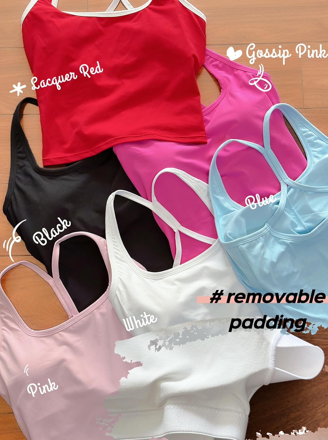 Women's Workout Tank Tops Padded Backless Slim Bras Racerback Cropped Yoga Camisole - Image 5