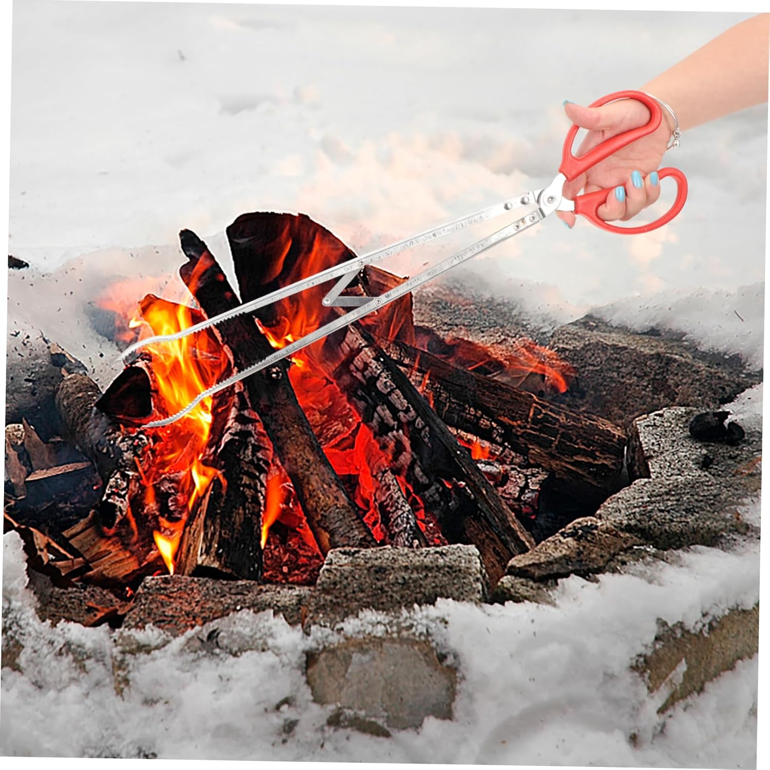 2pcs Firewood Tong with Long Handle Stainless Steel for Bbq Cooking