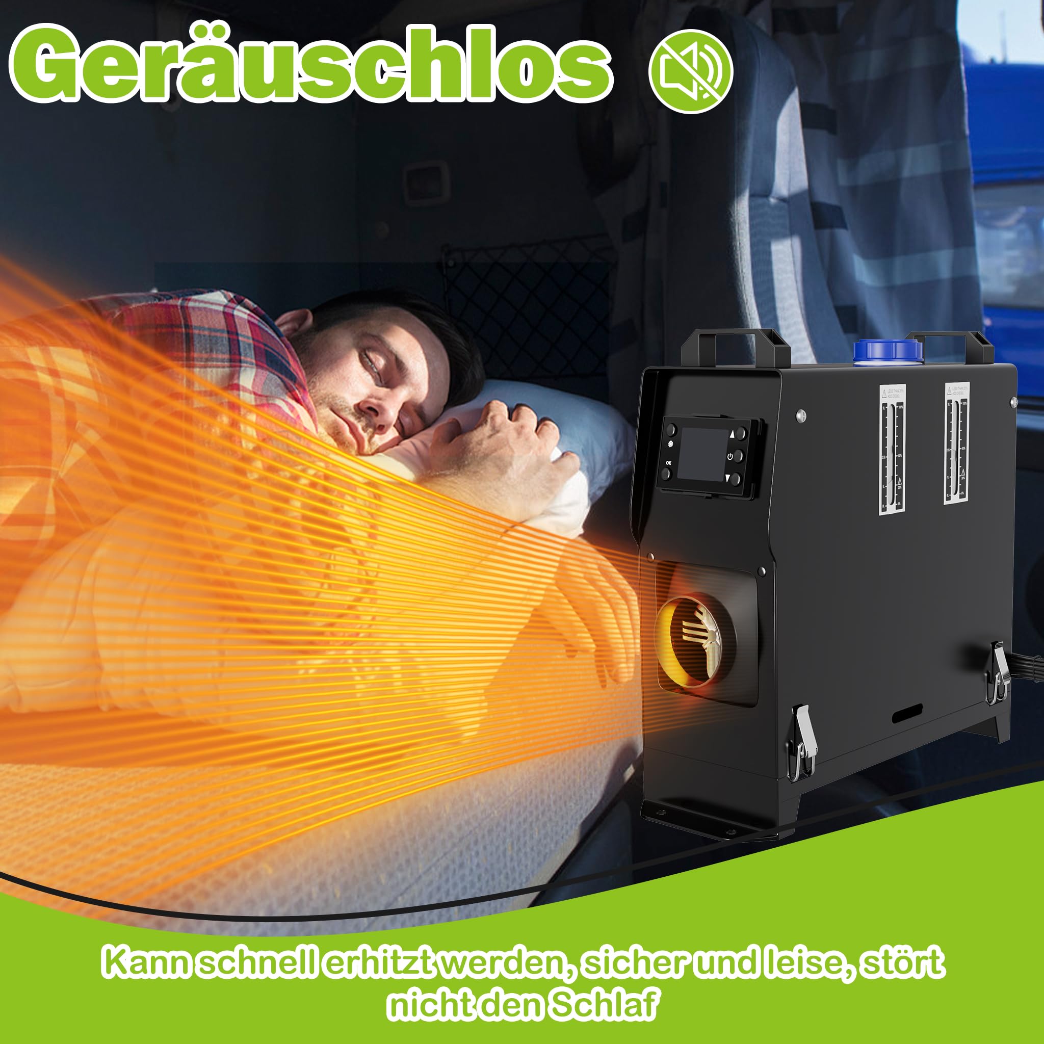 XMTECH 8 kW 12 V Ogrzewanie postojowe na olej napędowy, nagrzewnica powietrza, ogrzewanie powietrza na olej napędowy z pilotem zdalnego sterowania, ekranem LCD i tłumikiem, do samochodów, przyczep