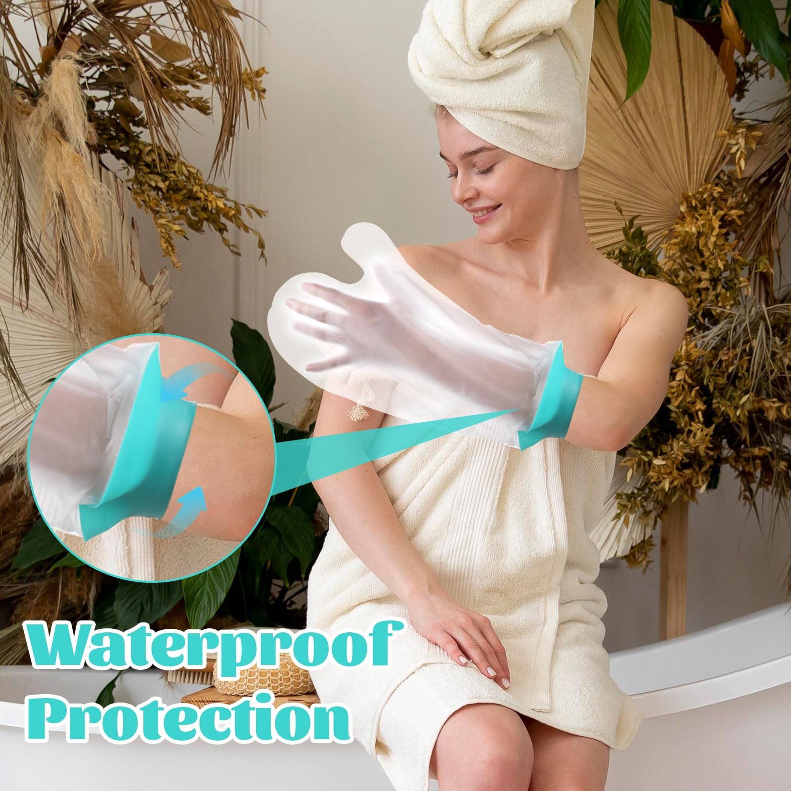Bewudy Housses de plâtre pour douche bras, Housse de plâtre pour main imperméable réutilisable pour douche - Housse de plâtre pour bras imperméable pour enfants - Sceau élastique pour garder les