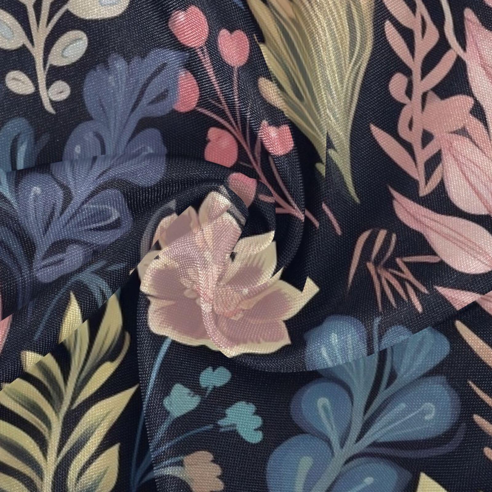 Bulletgxll Blue and Pink Flowers 60 Inch Outdoor Round Tablecloth Waterproof Wrinkle Resistant Table Cover with Umbrella Hole and Zipper for Dining Garden Party Picnic Camping