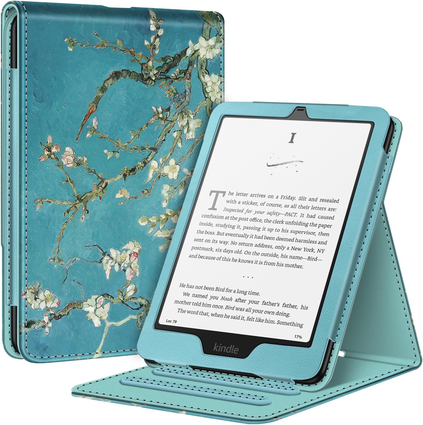 Fintie Flip Case for 7"/6.8" Kindle Paperwhite (12th/11th Generation-2024/2021) and Kindle Colorsoft - Slim Fit Vertical Stand Cover Auto Sleep/Wake for Kindle Paperwhite 2024, Blossom