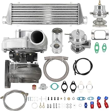 Turbo Pressure T3 T4 T04E Universal Turbo kit Stage III+Wastegate+Turbo Intercooler++Piping Oil Line 10PC Turbocharger Kit