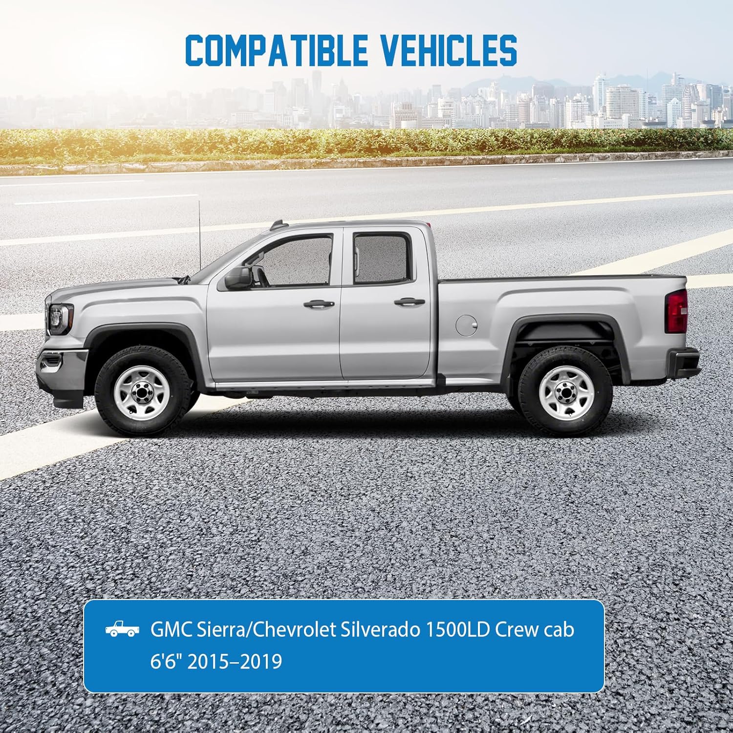 Waterproof Truck Cover Custom Fit for GMC Sierra/Chevrolet Silverado 1500LD Crew cab 6'6" 2015–2019，All Weather Pickup Truck Cover,Windproof Cover, Snow Rain Dust Cover,Sun UV Protect (XXXL)