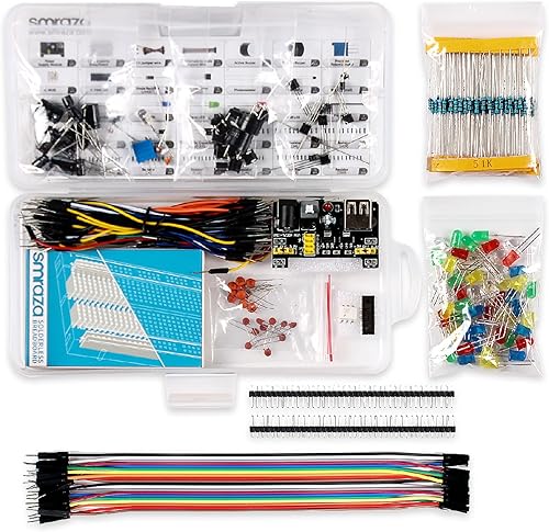 Miniatura 2 de Smraza Kit básico para Arduino, tabla de pan, fuente de alimentación, cables de puente, resistencias, LED, kit de diversión electrónica compatible