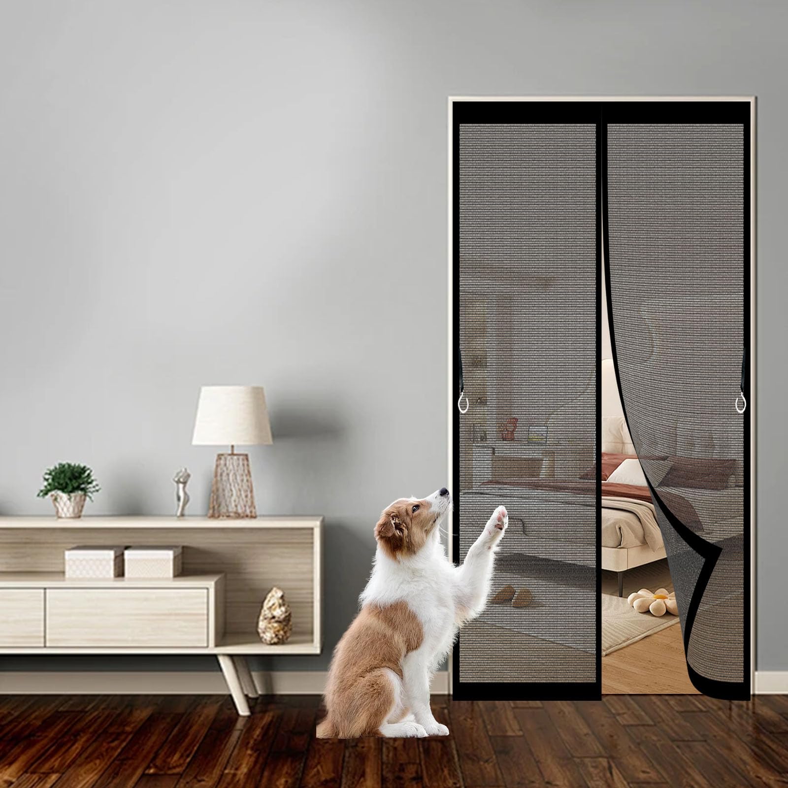 Moustiquaire magnétique pour portes 116x210 cm rideau aimanté noir