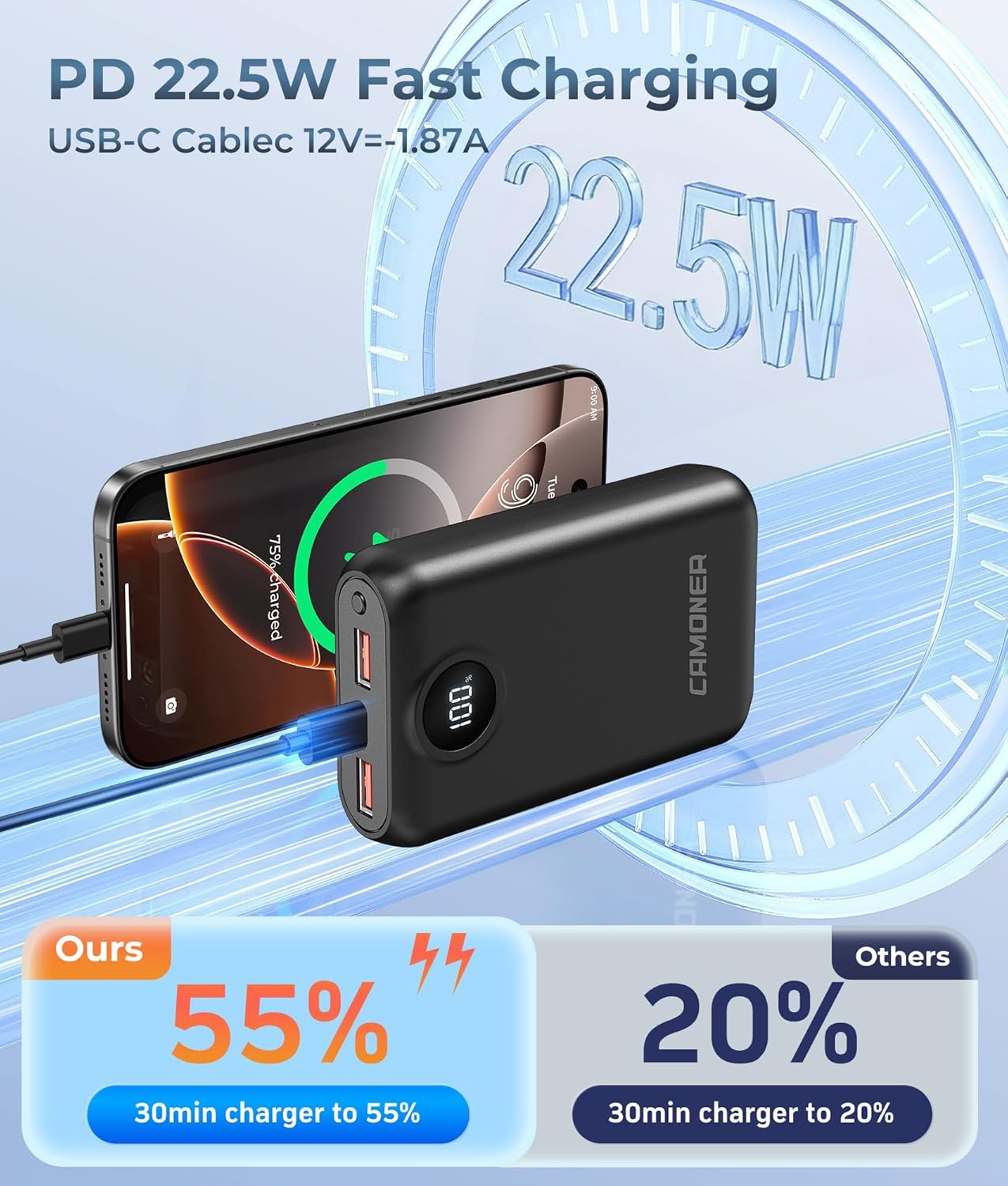 ππ ππ/ππ ππππππ¦ππ‘ Heated Vest Battery Pack Compatible with KOVNLO and TIDEWE, Fast Recharge Battery Pack for Heated Vest with LED Display, Heated Apparel, Seat, Blanket - Image 3