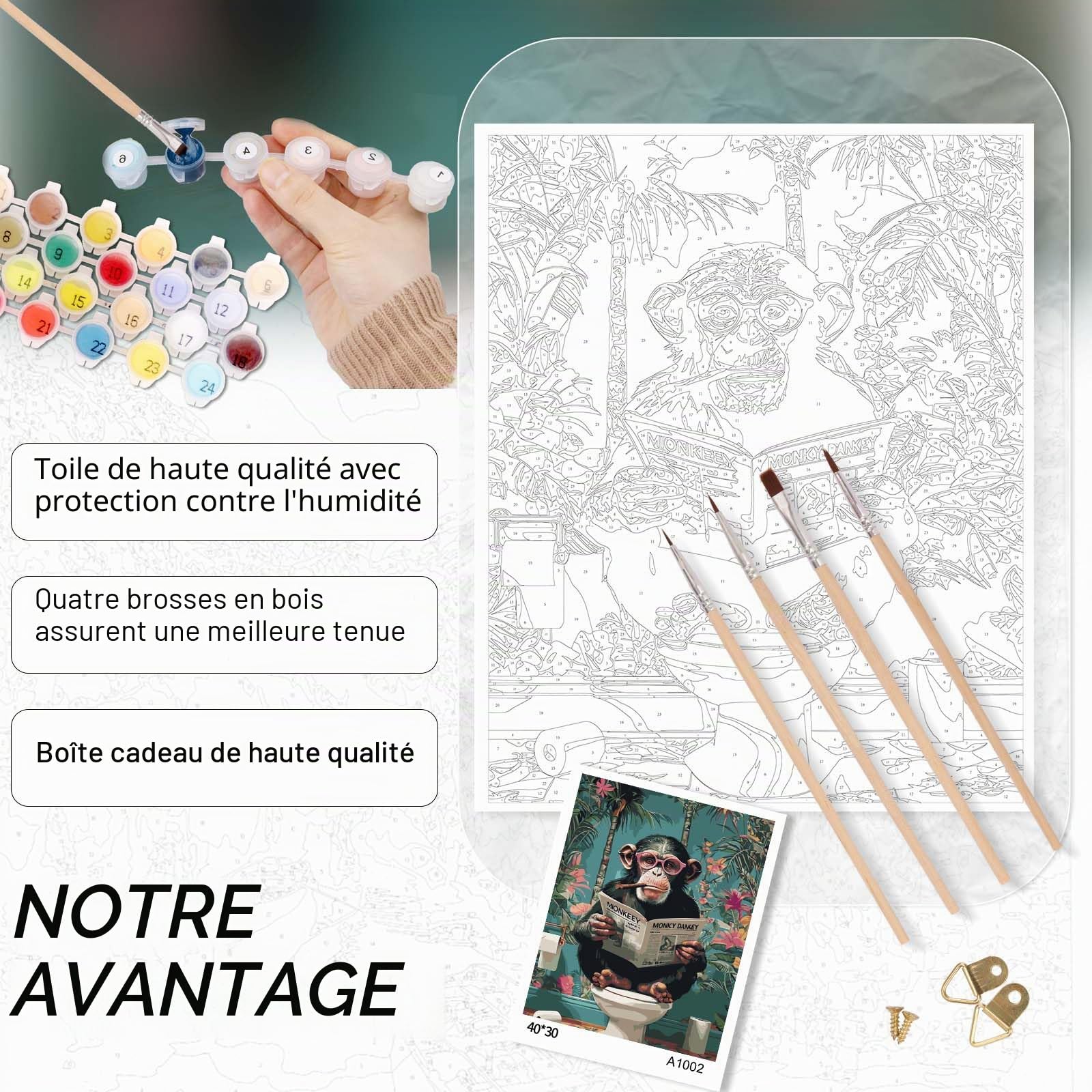 Qiukoo Peinture par numéros chat noir adulte, peinture par numéro