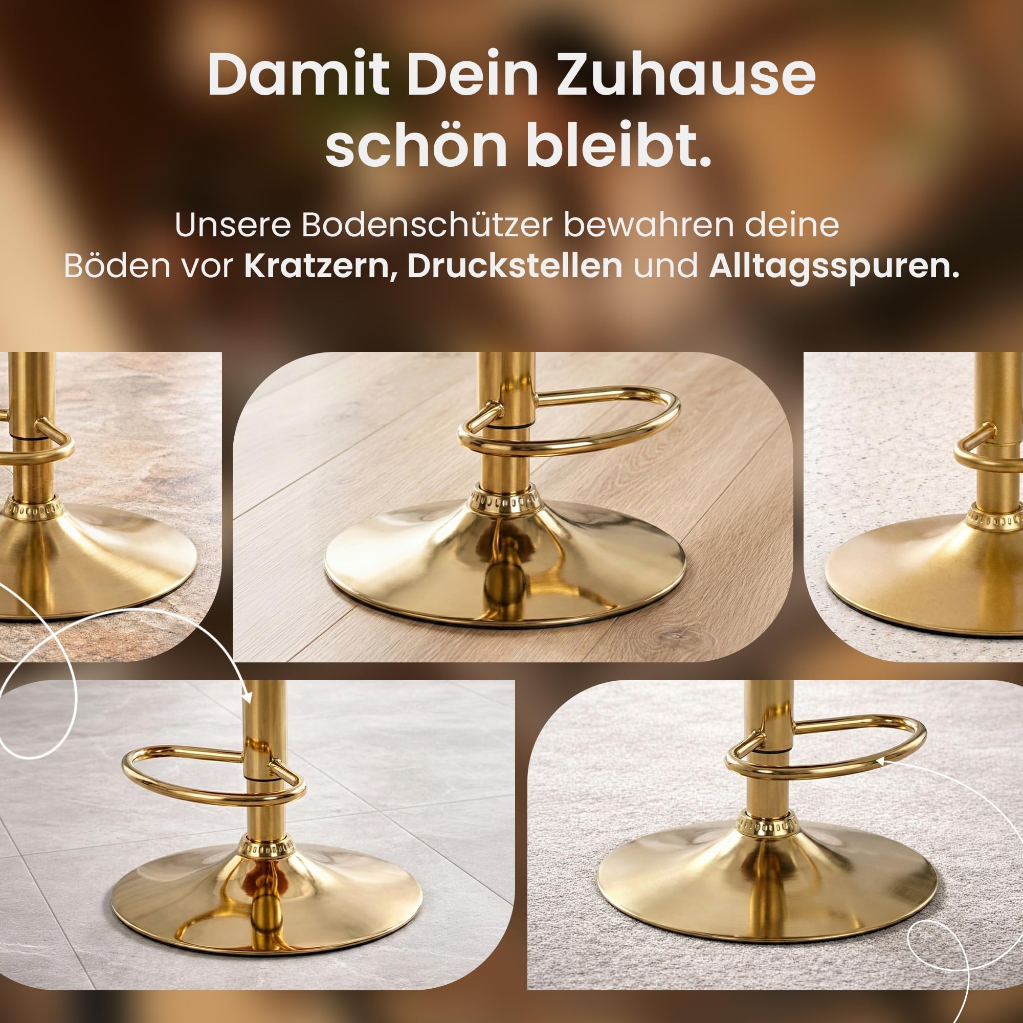 CLP Barhocker höhenverstellbar mit Lehne Milet, Barstuhl gepolstert Kunstleder, Tresenstuhl mit Metallgestell drehbar | Farbe Creme Gestell Farbe Gold